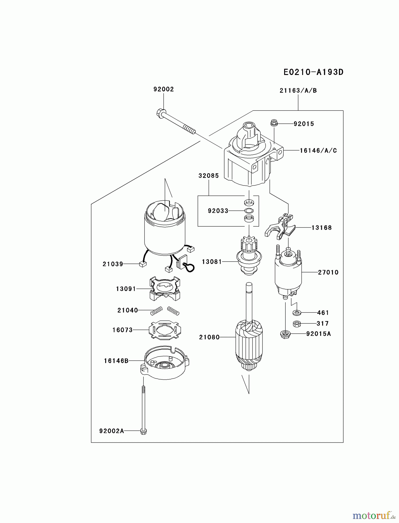 Kawasaki Motoren Motoren Vertikal FA210V - AS02 bis FH641V - DS24 FH601V-AS17 - Kawasaki FH601V 4-Stroke Engine STARTER