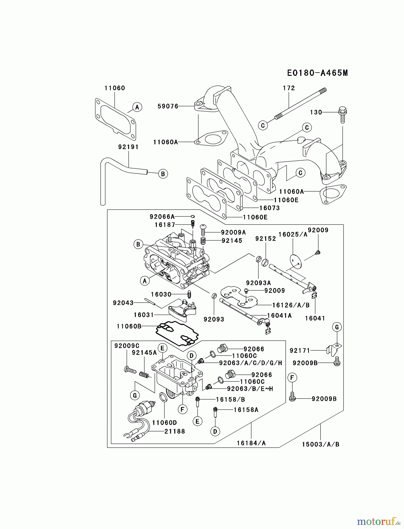 Kawasaki Motoren Motoren Vertikal FA210V - AS02 bis FH641V - DS24 FH601V-BS20 - Kawasaki FH601V 4-Stroke Engine CARBURETOR #2