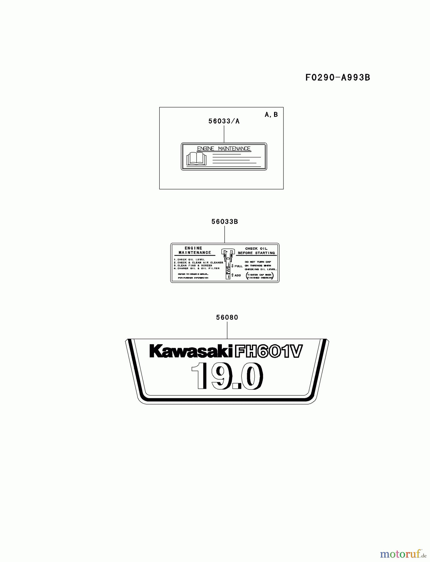 Kawasaki Motoren Motoren Vertikal FA210V - AS02 bis FH641V - DS24 FH601V-CS01 - Kawasaki FH601V 4-Stroke Engine LABEL