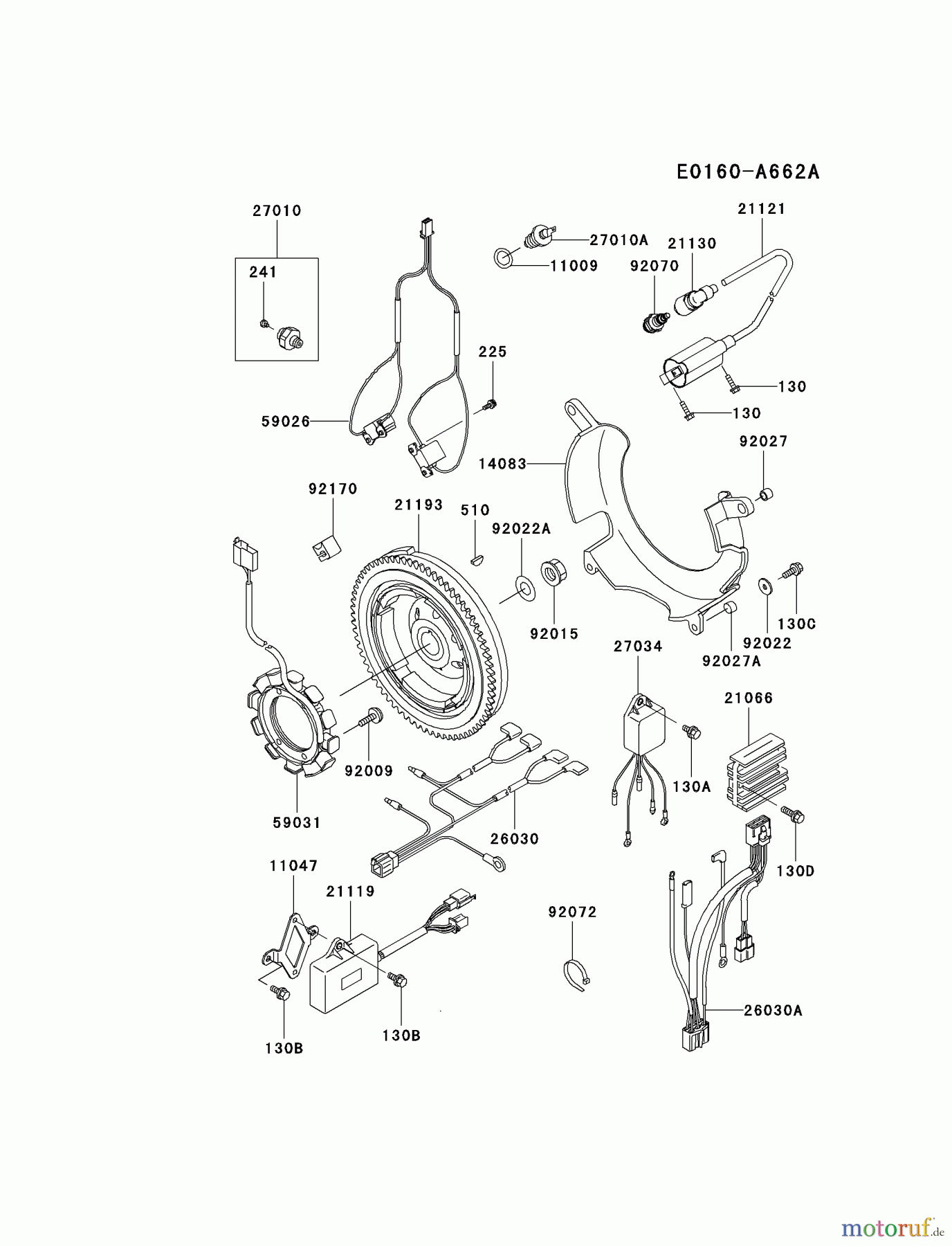Kawasaki Motoren Motoren, Horizontal FD661D-AS07 - Kawasaki FD661D 4-Stroke Engine ELECTRIC-EQUIPMENT