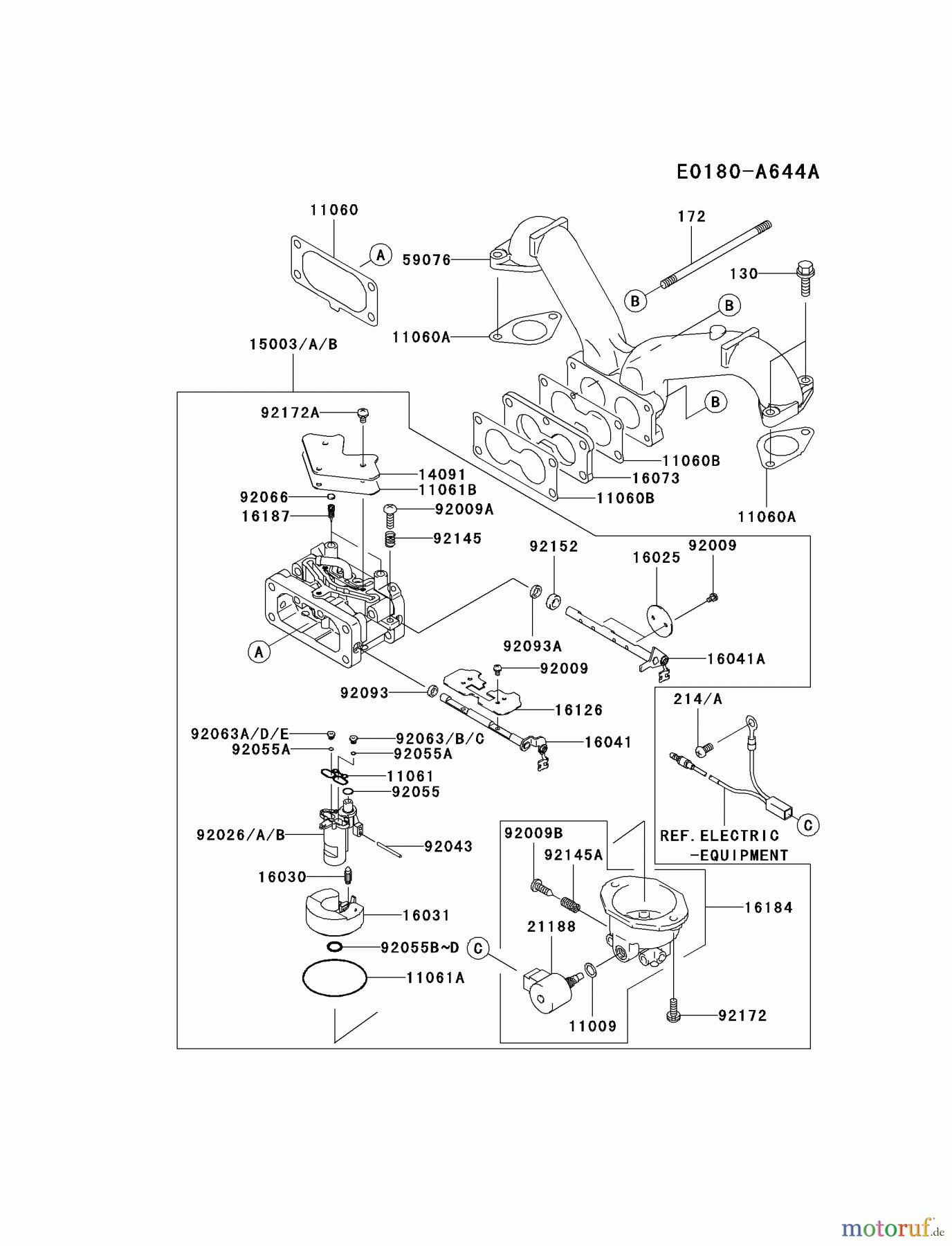 Kawasaki Motoren Motoren Vertikal FA210V - AS02 bis FH641V - DS24 FH601V-CS19 - Kawasaki FH601V 4-Stroke Engine CARBURETOR #1