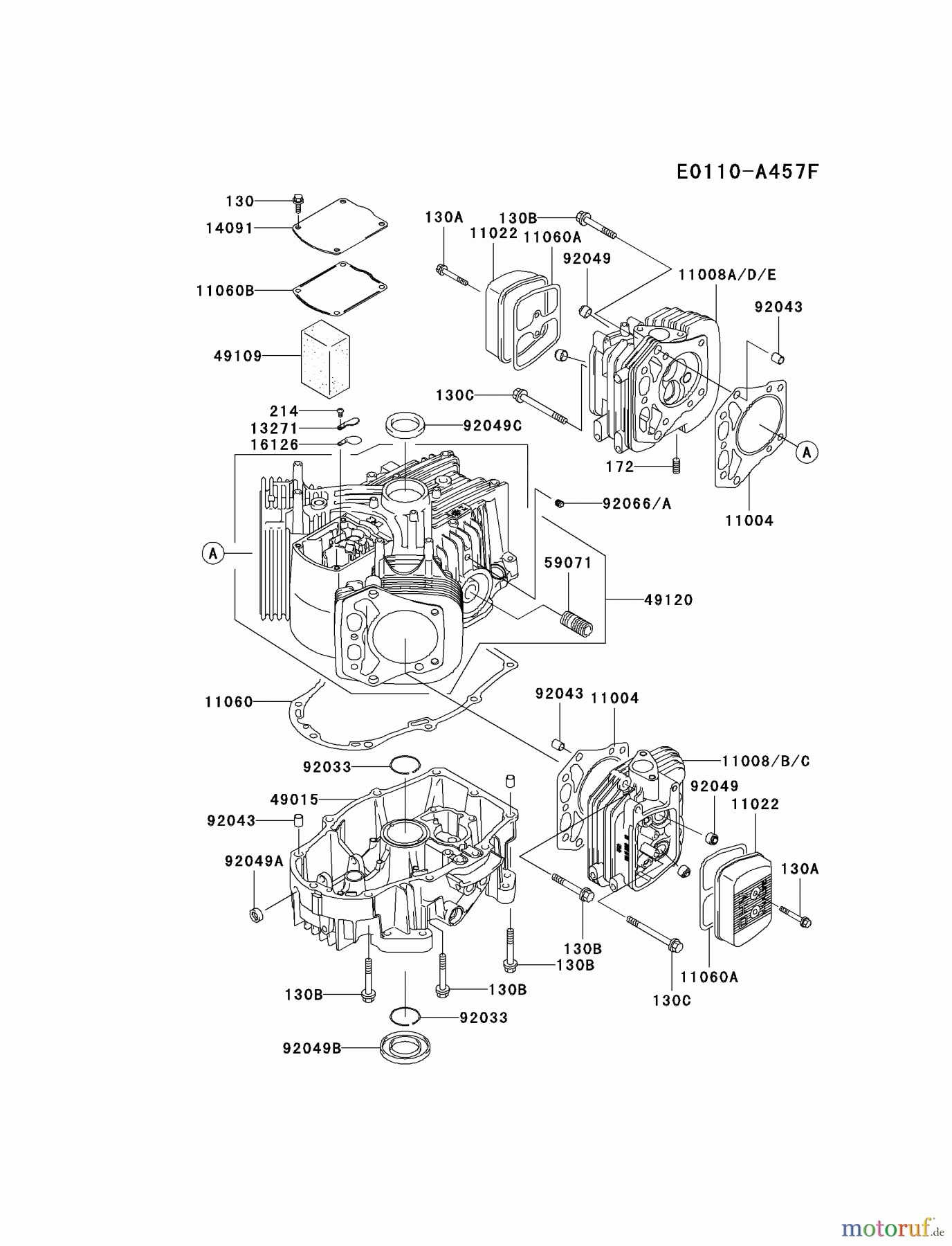 Kawasaki Motoren Motoren Vertikal FA210V - AS02 bis FH641V - DS24 FH601V-DS14 - Kawasaki FH601V 4-Stroke Engine CYLINDER/CRANKCASE