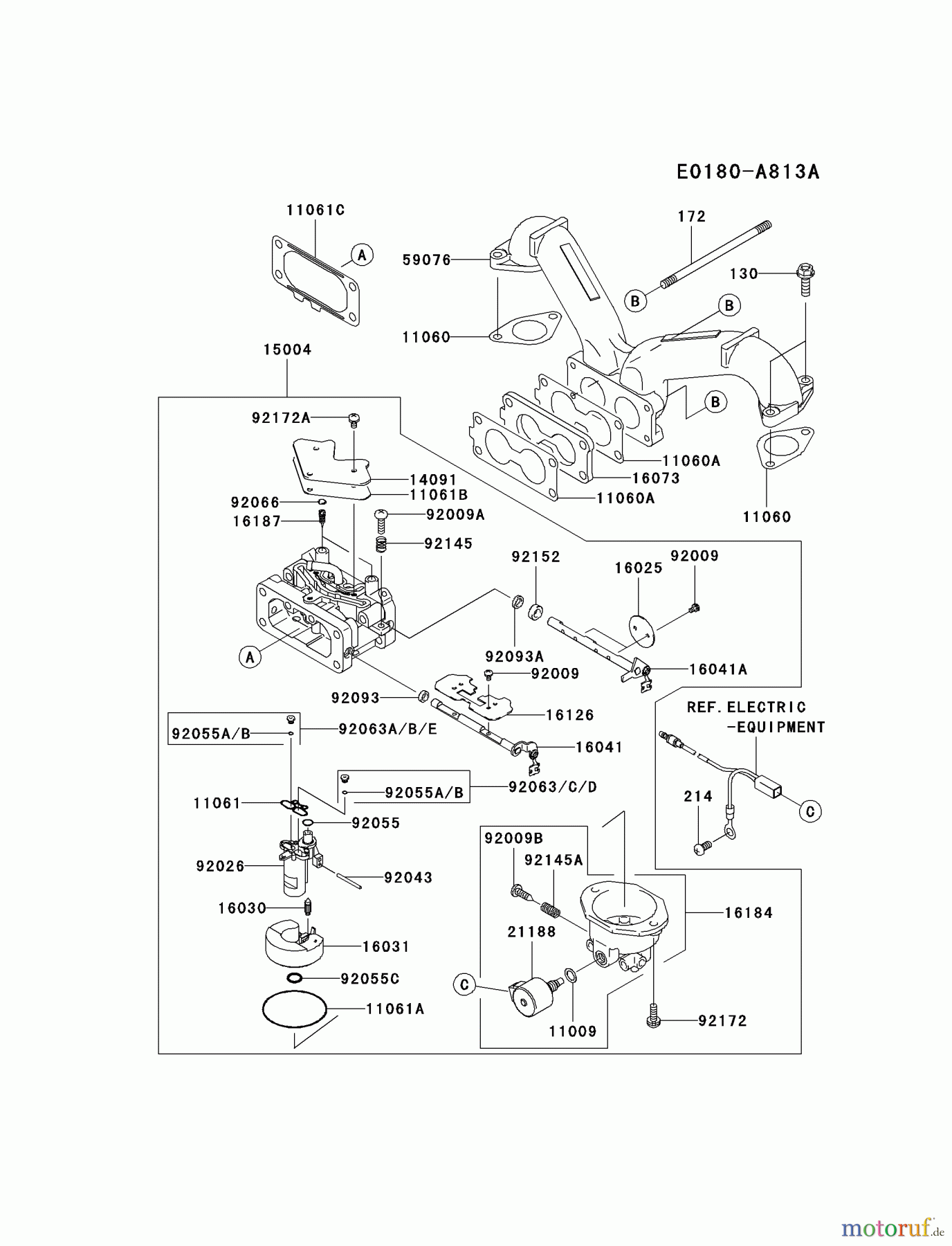 Kawasaki Motoren Motoren Vertikal FA210V - AS02 bis FH641V - DS24 FH601V-ES25 - Kawasaki FH601V 4-Stroke Engine CARBURETOR #1