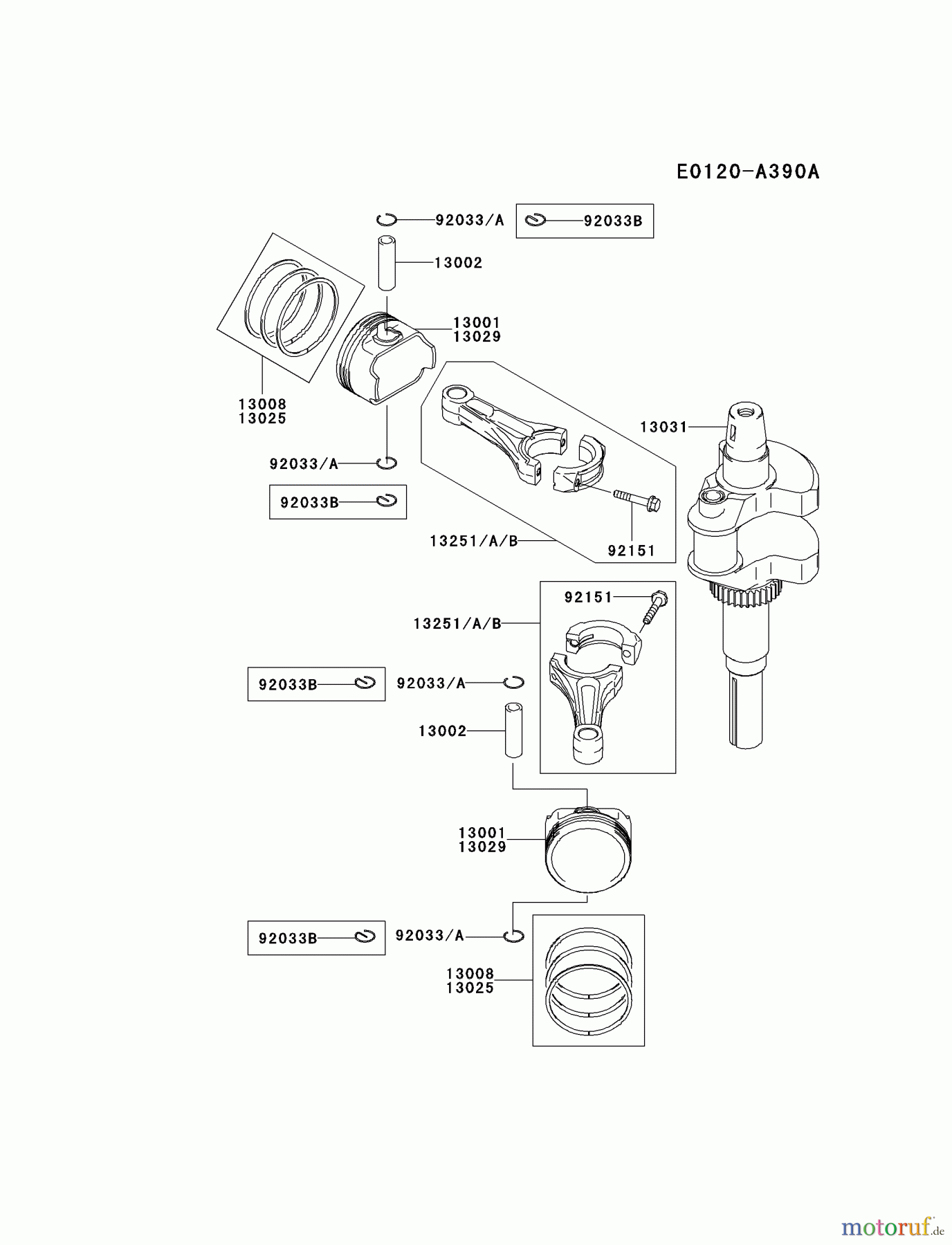  Kawasaki Motoren Motoren Vertikal FH641V - DS25 bis FS481V - BS13 FH661V-CS05 - Kawasaki FH661V 4-Stroke Engine PISTON/CRANKSHAFT