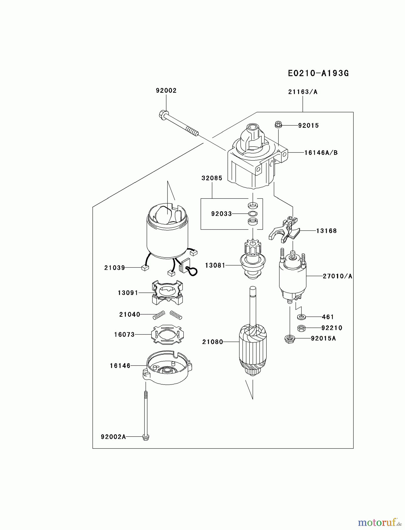 Kawasaki Motoren Motoren Vertikal FA210V - AS02 bis FH641V - DS24 FH601V-FS29 - Kawasaki FH601V 4-Stroke Engine STARTER