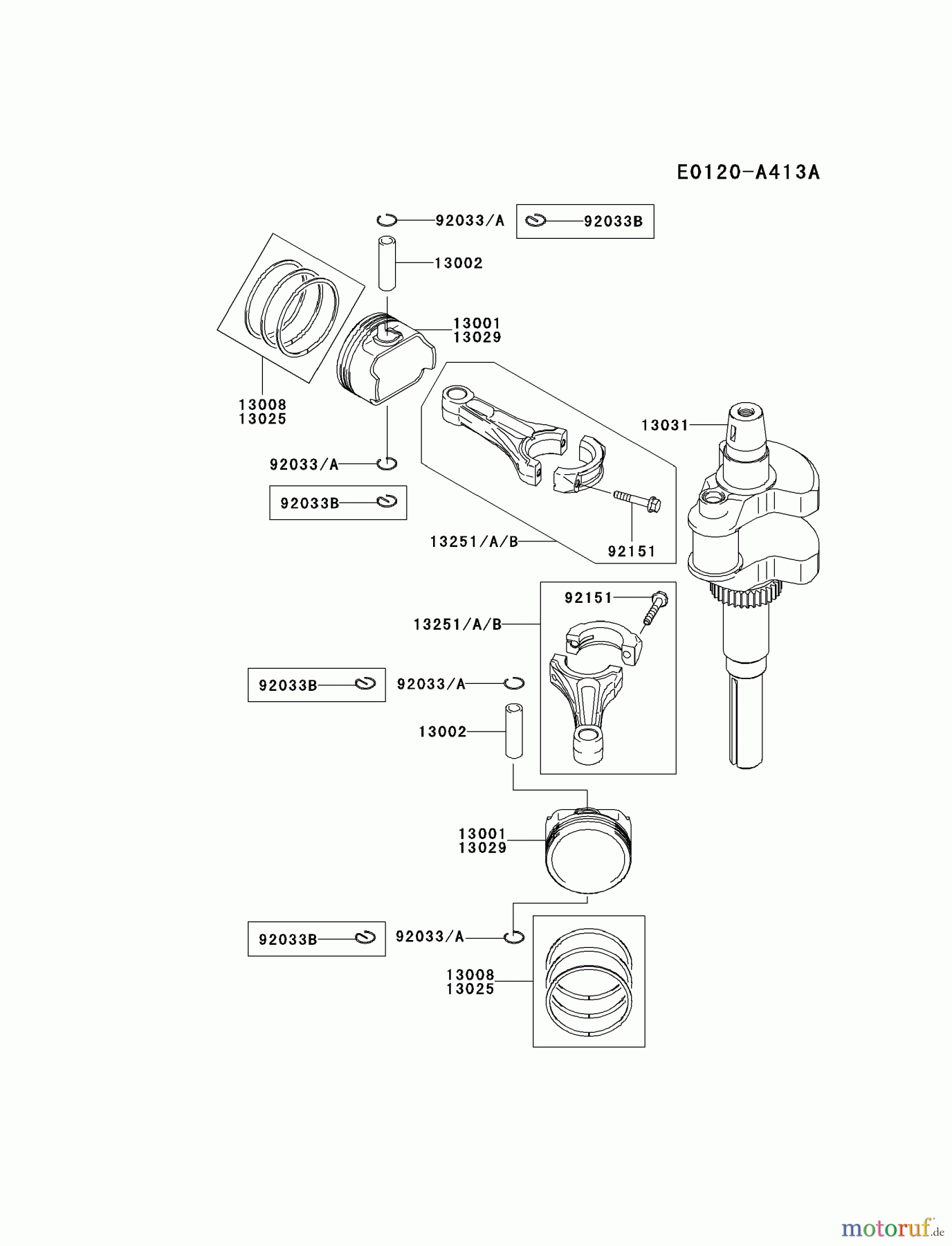 Kawasaki Motoren Motoren Vertikal FA210V - AS02 bis FH641V - DS24 FH601V-FS01 - Kawasaki FH601V 4-Stroke Engine PISTON/CRANKSHAFT