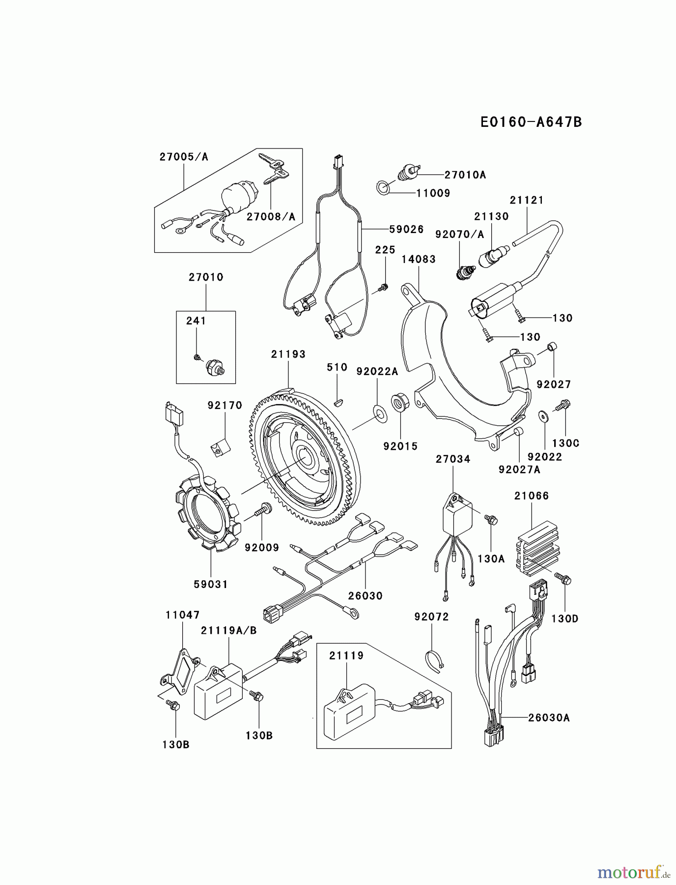 Kawasaki Motoren Motoren, Horizontal FD661D-CS01 - Kawasaki FD661D 4-Stroke Engine ELECTRIC-EQUIPMENT