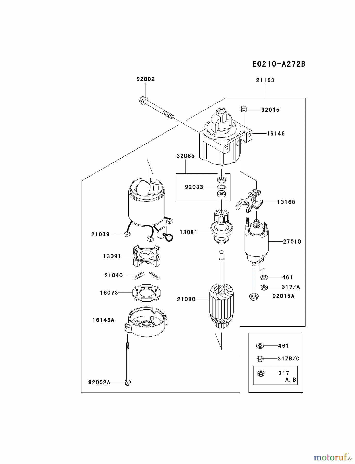 Kawasaki Motoren Motoren Vertikal FA210V - AS02 bis FH641V - DS24 FH641V-DS06 - Kawasaki FH641V 4-Stroke Engine STARTER