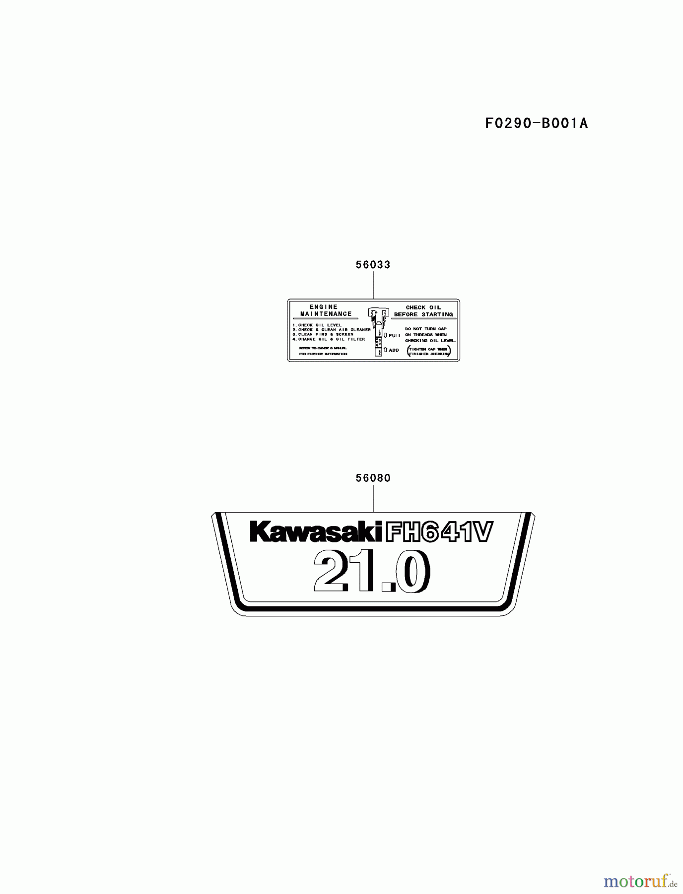  Kawasaki Motoren Motoren Vertikal FA210V - AS02 bis FH641V - DS24 FH641V-BS19 - Kawasaki FH641V 4-Stroke Engine LABEL