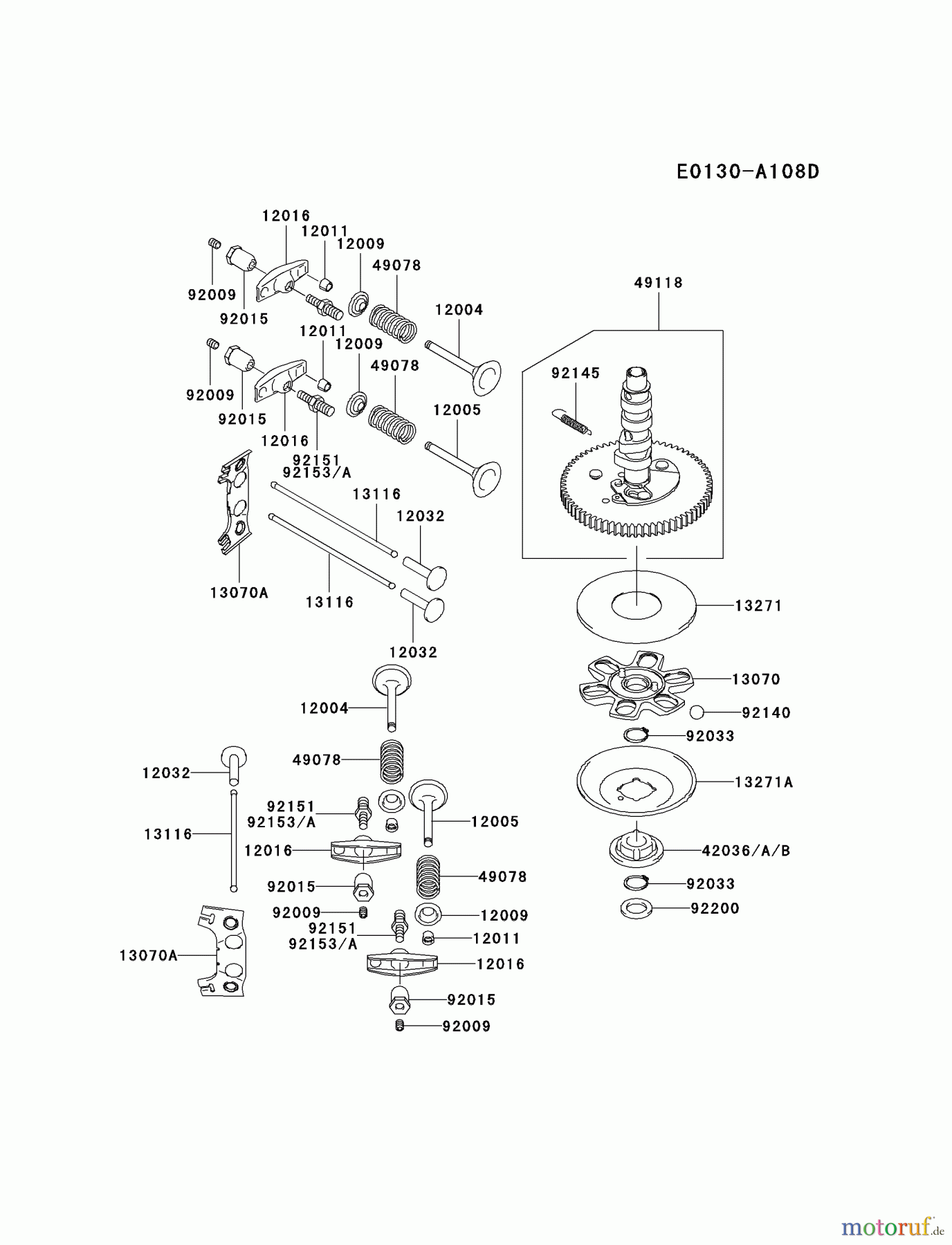 Kawasaki Motoren Motoren Vertikal FA210V - AS02 bis FH641V - DS24 FH641V-DS09 - Kawasaki FH641V 4-Stroke Engine VALVE/CAMSHAFT