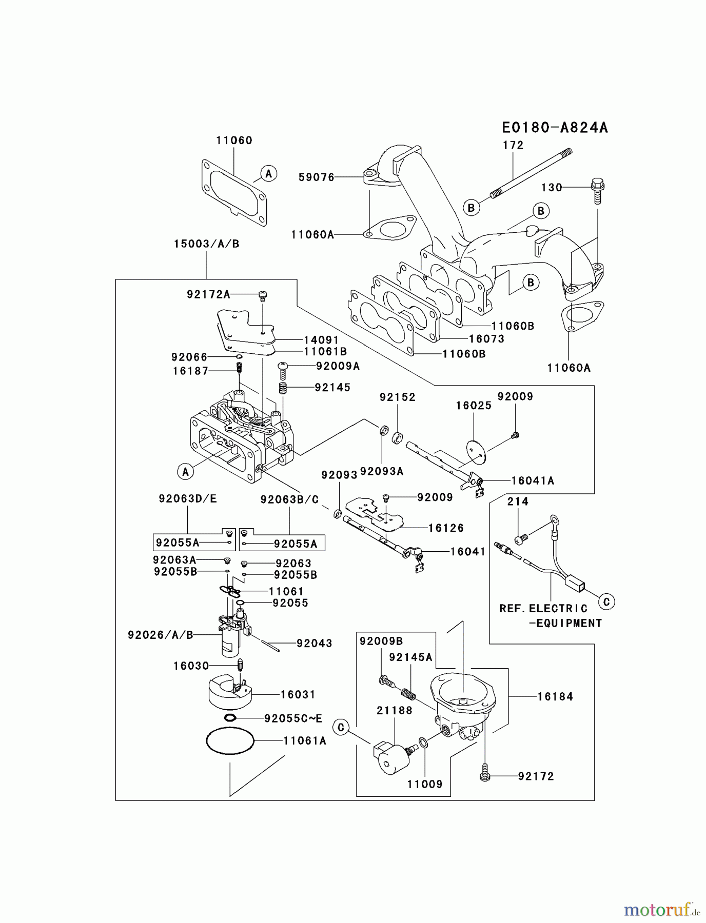 Kawasaki Motoren Motoren Vertikal FA210V - AS02 bis FH641V - DS24 FH641V-BS20 - Kawasaki FH641V 4-Stroke Engine CARBURETOR #2