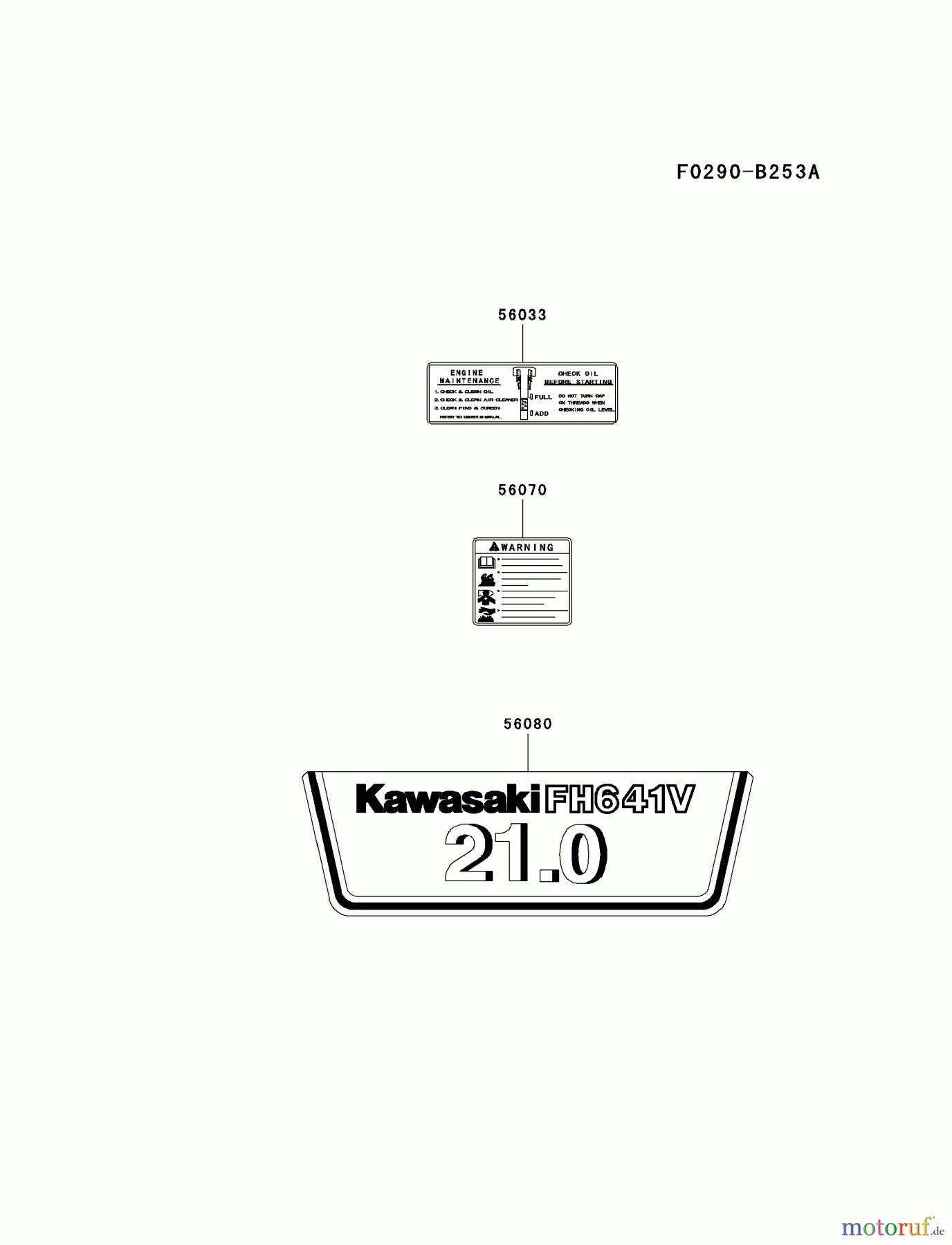 Kawasaki Motoren Motoren Vertikal FA210V - AS02 bis FH641V - DS24 FH641V-BS20 - Kawasaki FH641V 4-Stroke Engine LABEL