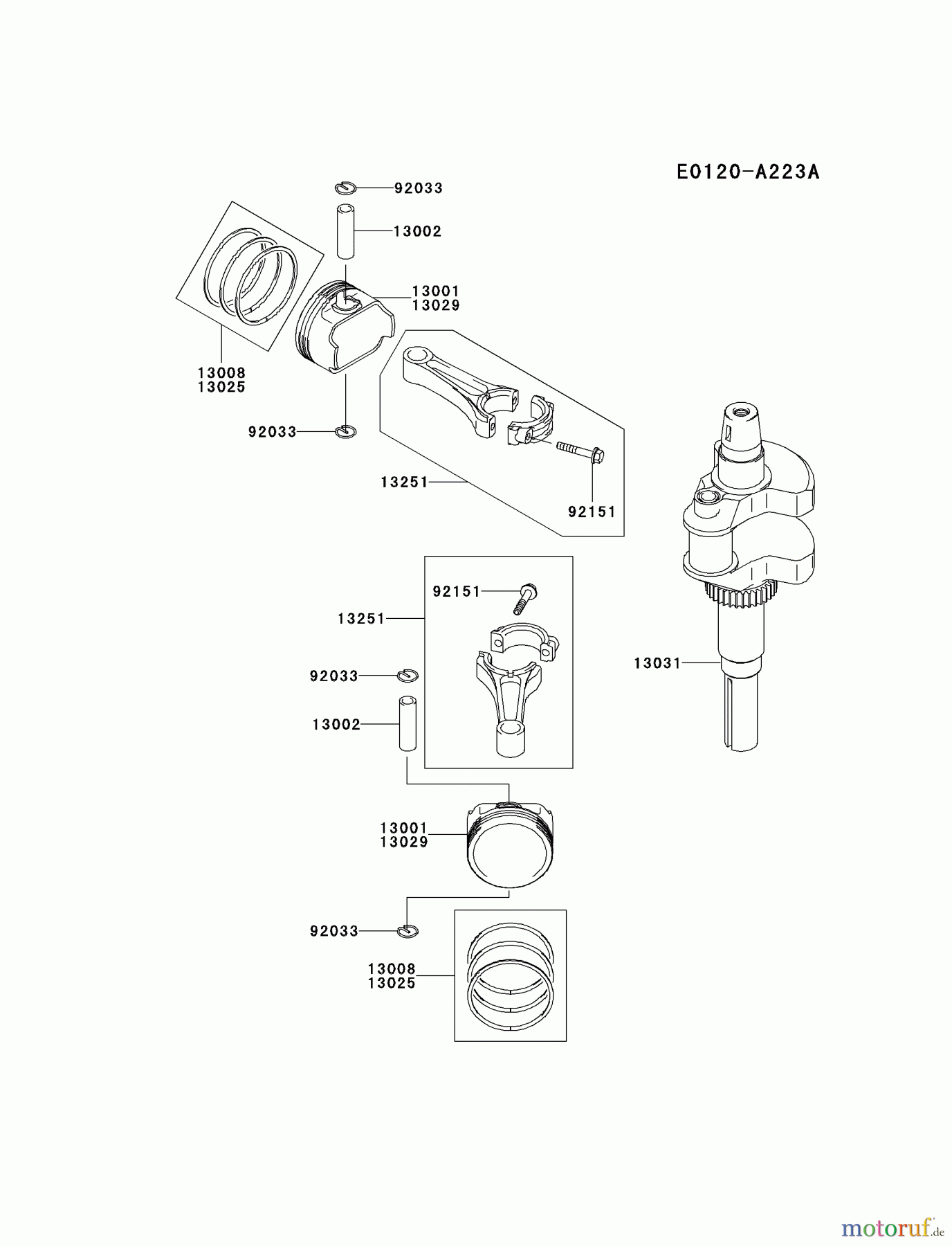 Kawasaki Motoren Motoren Vertikal FA210V - AS02 bis FH641V - DS24 FH601V-CS19 - Kawasaki FH601V 4-Stroke Engine PISTON/CRANKSHAFT