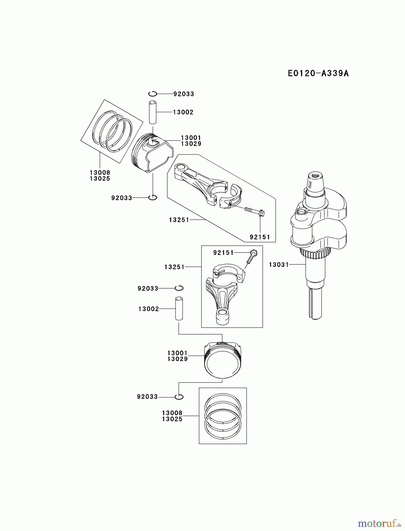Kawasaki Motoren Motoren Vertikal FA210V - AS02 bis FH641V - DS24 FH641V-BS31 - Kawasaki FH641V 4-Stroke Engine PISTON/CRANKSHAFT