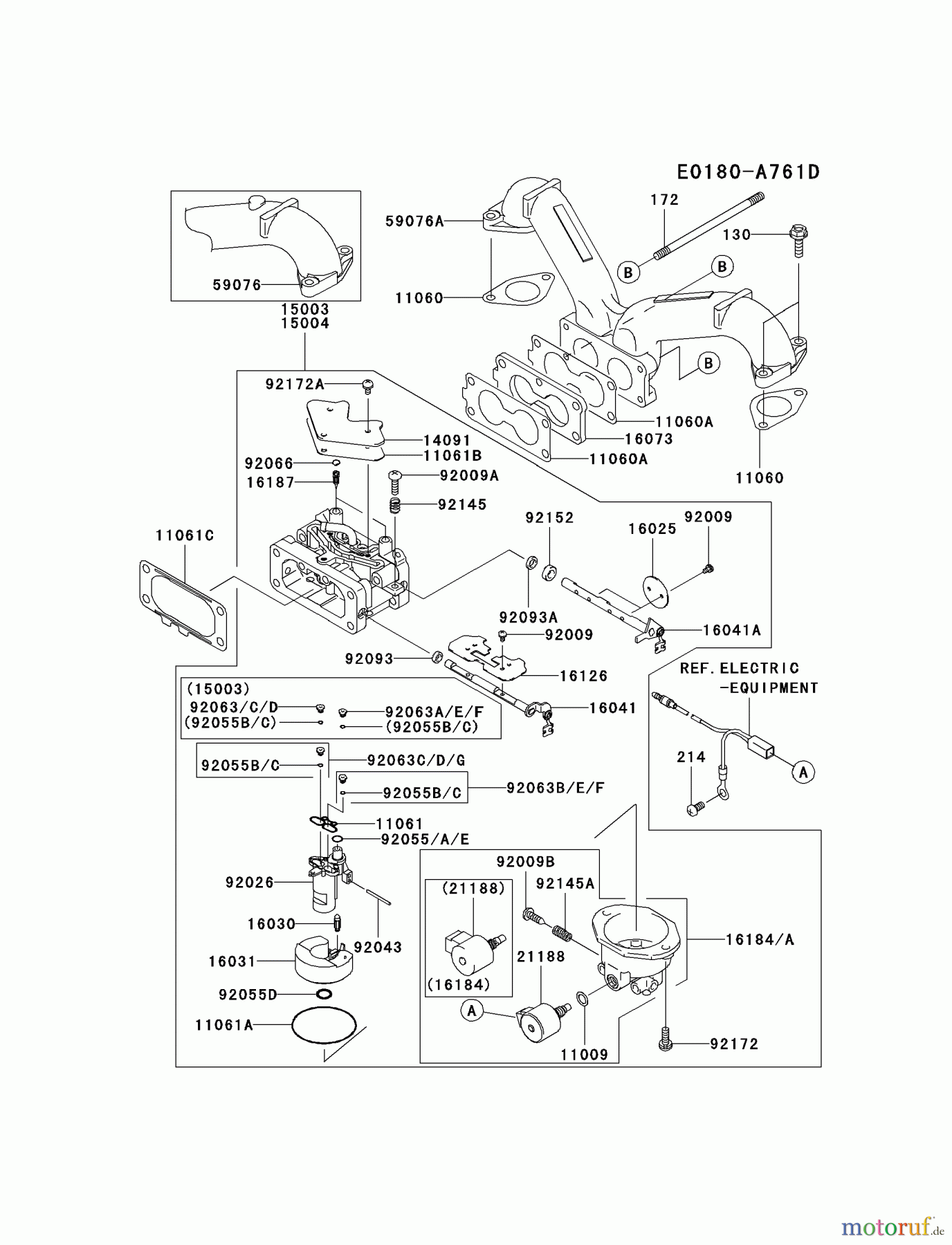 Kawasaki Motoren Motoren Vertikal FA210V - AS02 bis FH641V - DS24 FH641V-BS33 - Kawasaki FH641V 4-Stroke Engine CARBURETOR #1