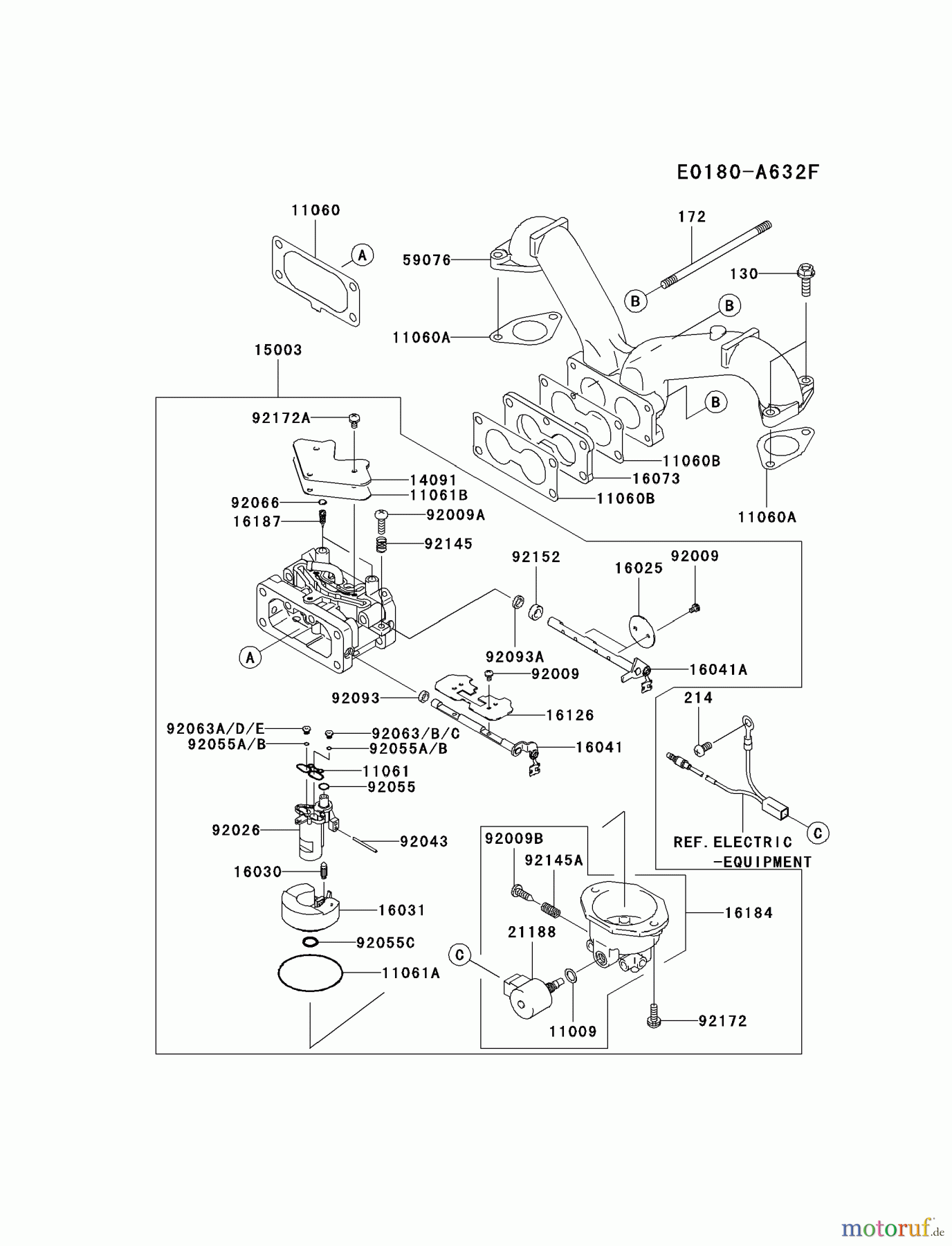 Kawasaki Motoren Motoren Vertikal FA210V - AS02 bis FH641V - DS24 FH641V-DS10 - Kawasaki FH641V 4-Stroke Engine CARBURETOR #2