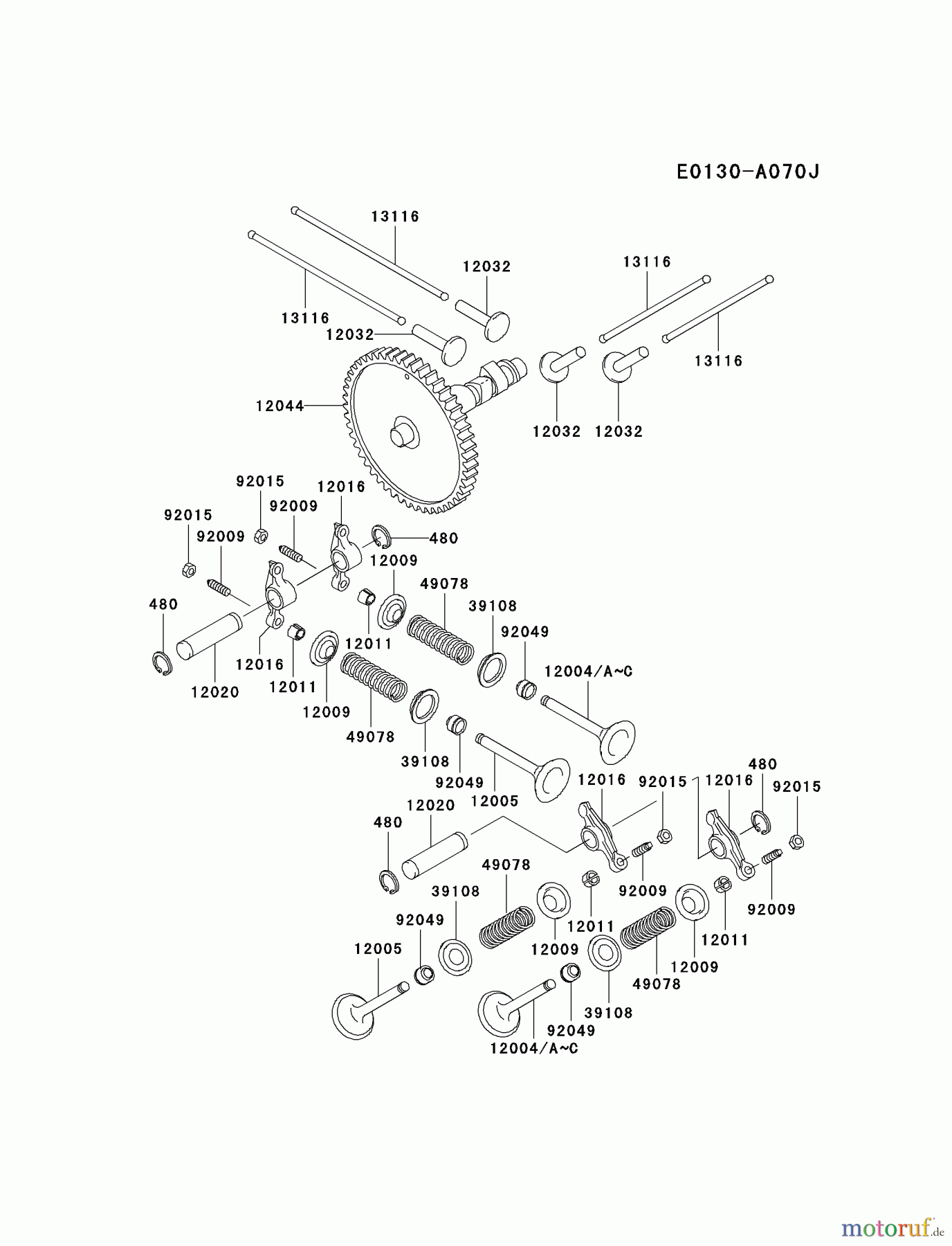 Kawasaki Motoren Motoren, Horizontal FD661D-DS03 - Kawasaki FD661D 4-Stroke Engine VALVE/CAMSHAFT