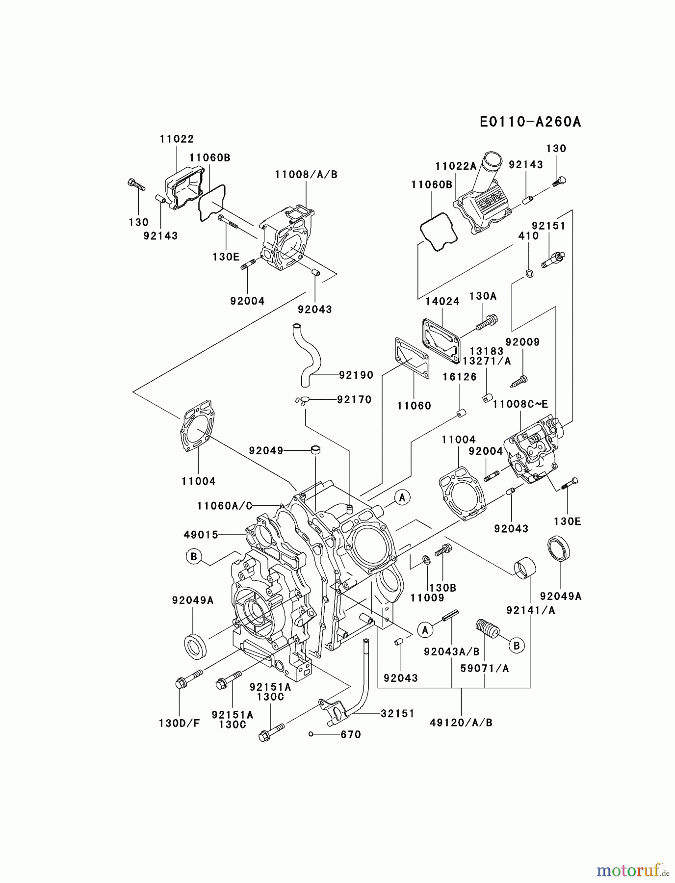 Kawasaki Motoren Motoren, Horizontal FD661D-CS02 - Kawasaki FD661D 4-Stroke Engine CYLINDER/CRANKCASE #1