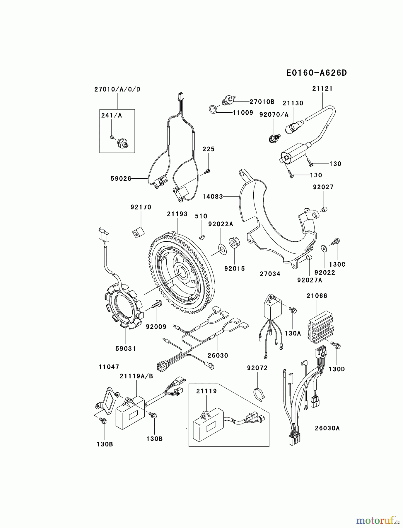 Kawasaki Motoren Motoren, Horizontal FD661D-CS02 - Kawasaki FD661D 4-Stroke Engine ELECTRIC-EQUIPMENT