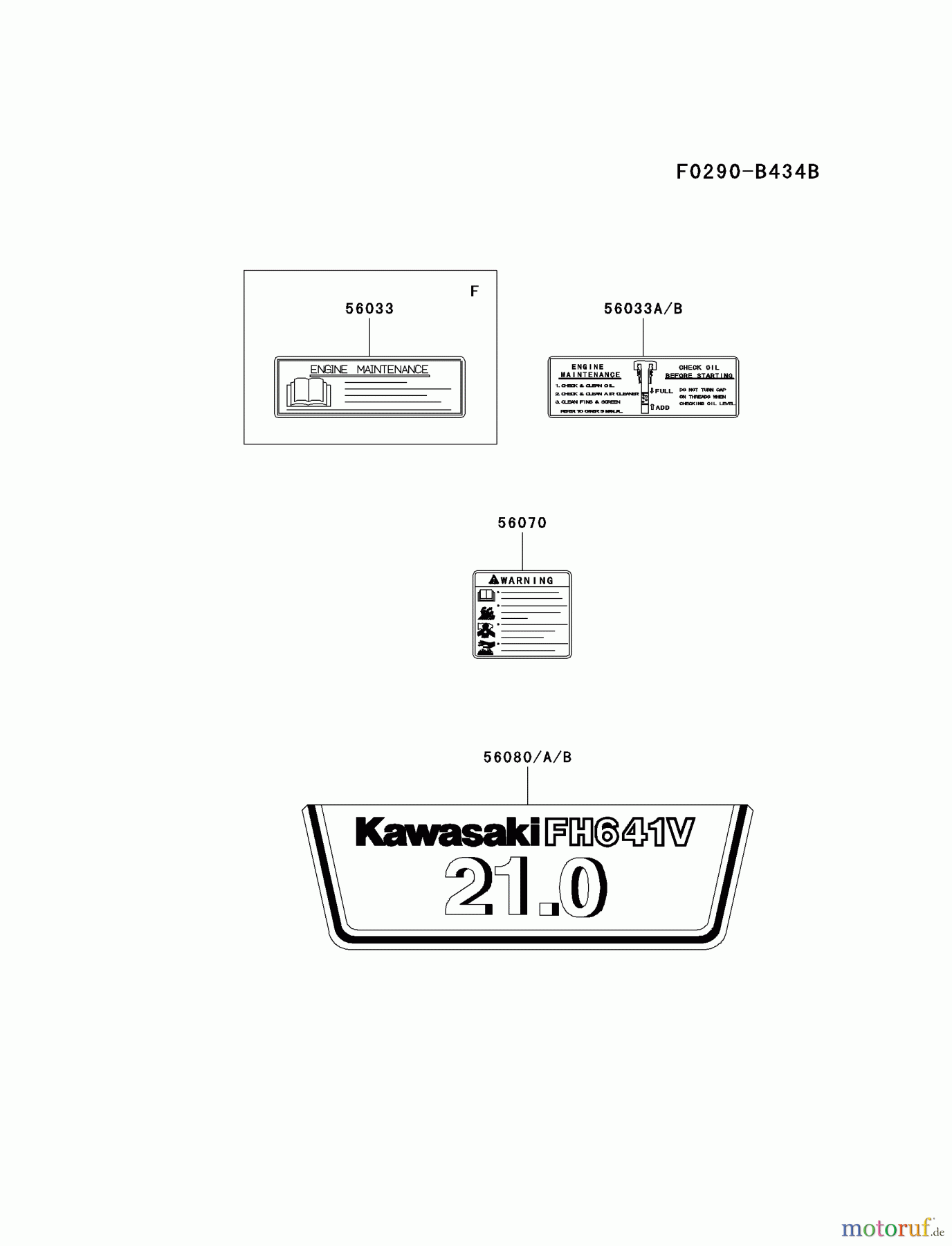  Kawasaki Motoren Motoren Vertikal FH641V - DS25 bis FS481V - BS13 FH641V-ES25 - Kawasaki FH641V 4-Stroke Engine LABEL
