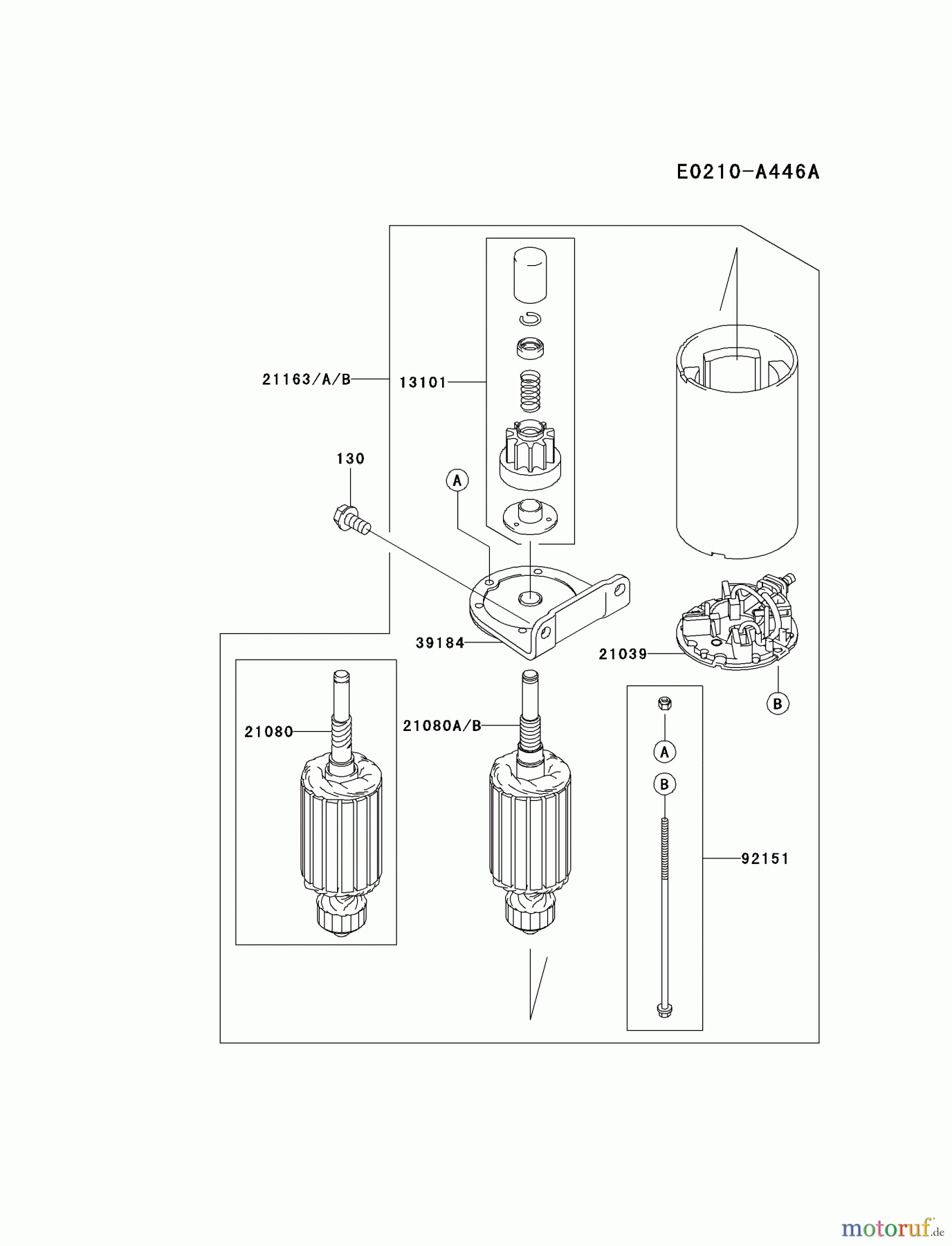 Kawasaki Motoren Motoren Vertikal FH641V - DS25 bis FS481V - BS13 FH641V-ES25 - Kawasaki FH641V 4-Stroke Engine STARTER