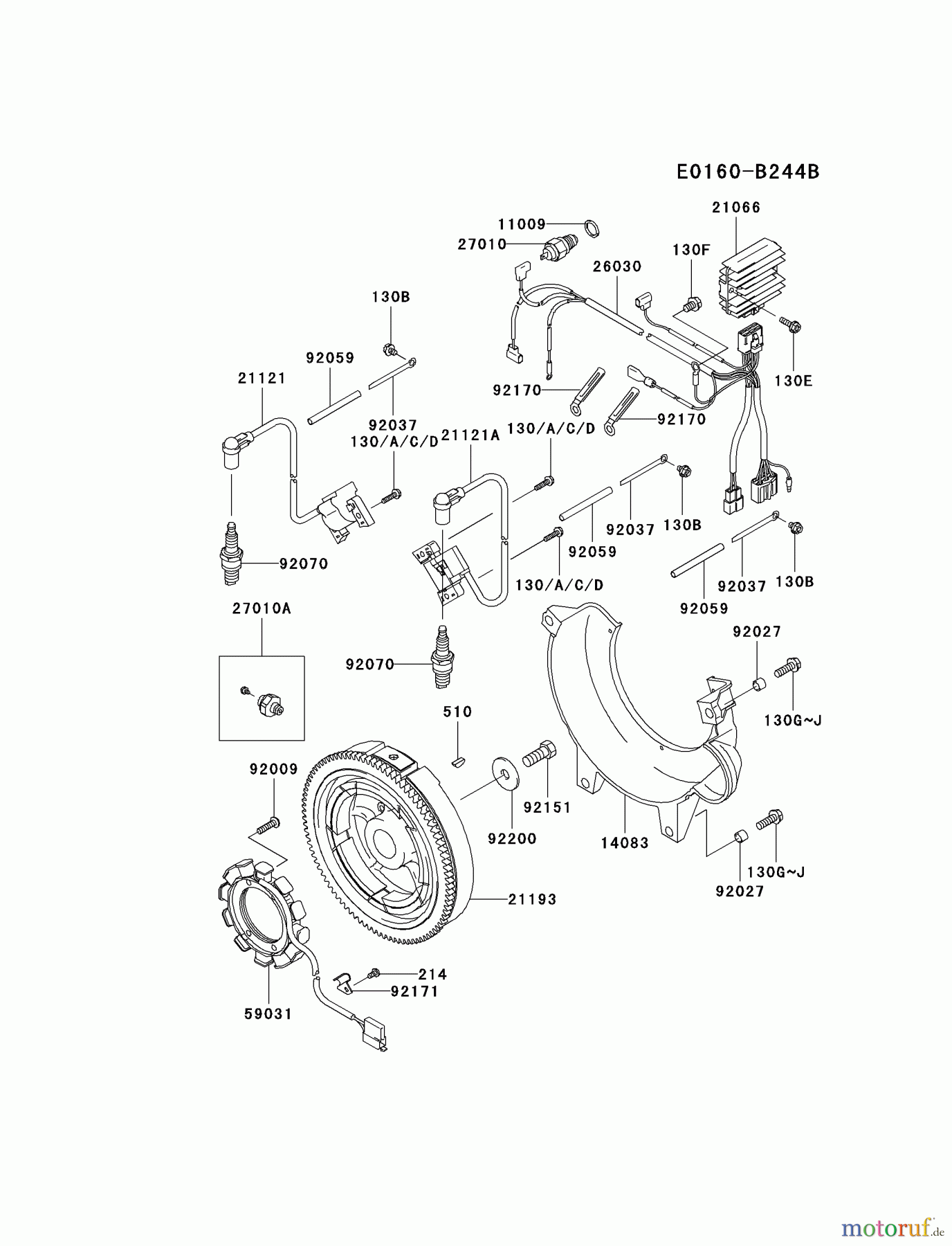 Kawasaki Motoren Motoren, Horizontal FD671D-DS00 - Kawasaki FD671D 4-Stroke Engine ELECTRIC-EQUIPMENT