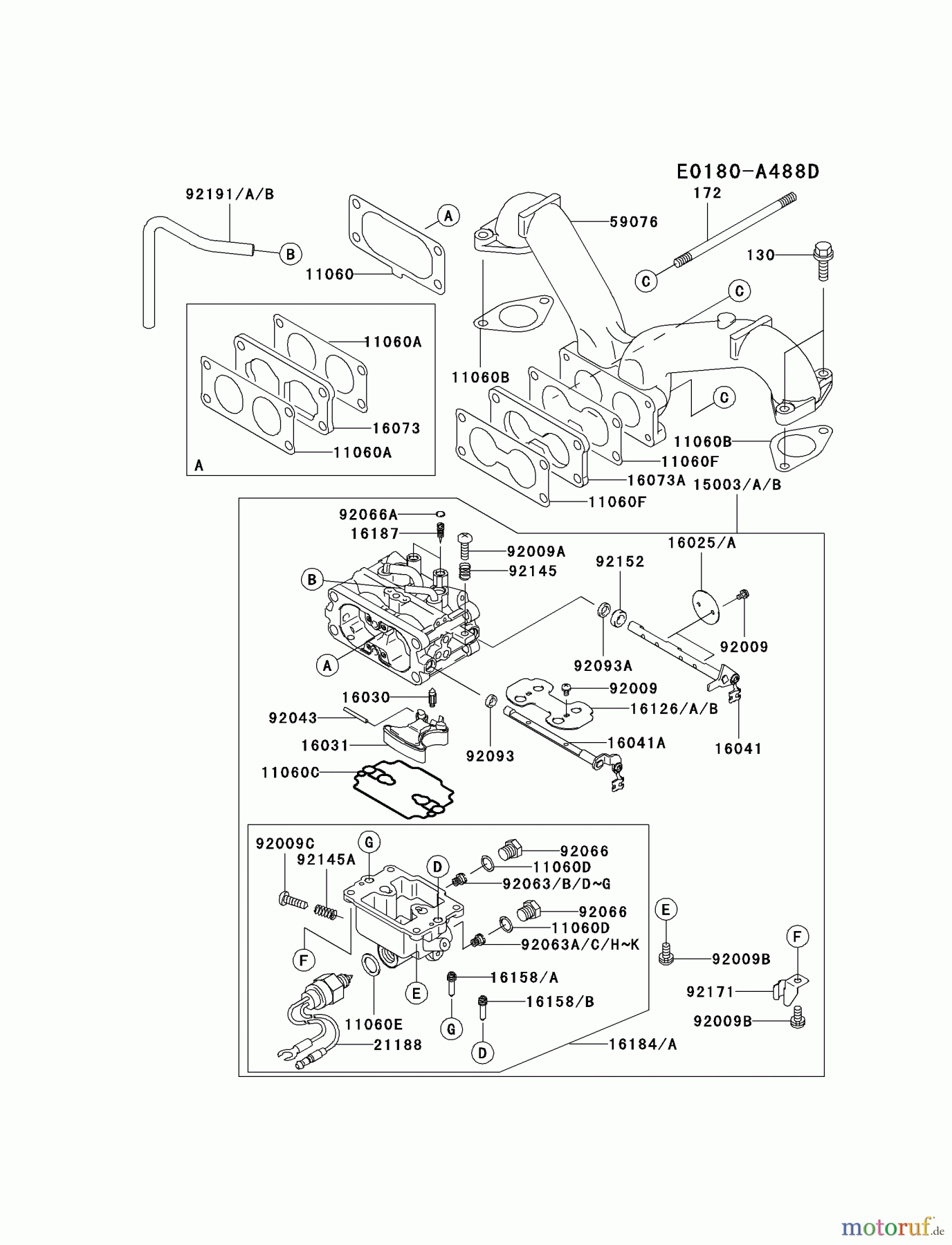  Kawasaki Motoren Motoren Vertikal FH641V - DS25 bis FS481V - BS13 FH680V-CS13 - Kawasaki FH680V 4-Stroke Engine CARBURETOR #2