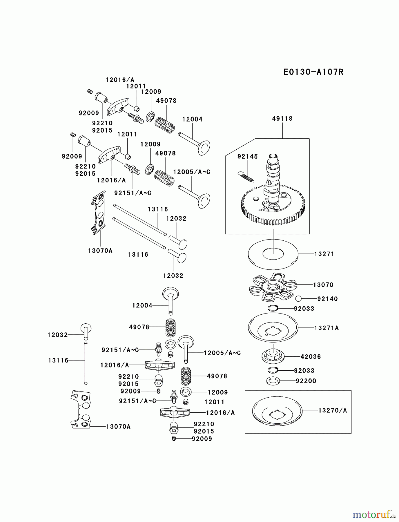 Kawasaki Motoren Motoren Vertikal FH641V - DS25 bis FS481V - BS13 FH680V-AS13 - Kawasaki FH680V 4-Stroke Engine VALVE/CAMSHAFT