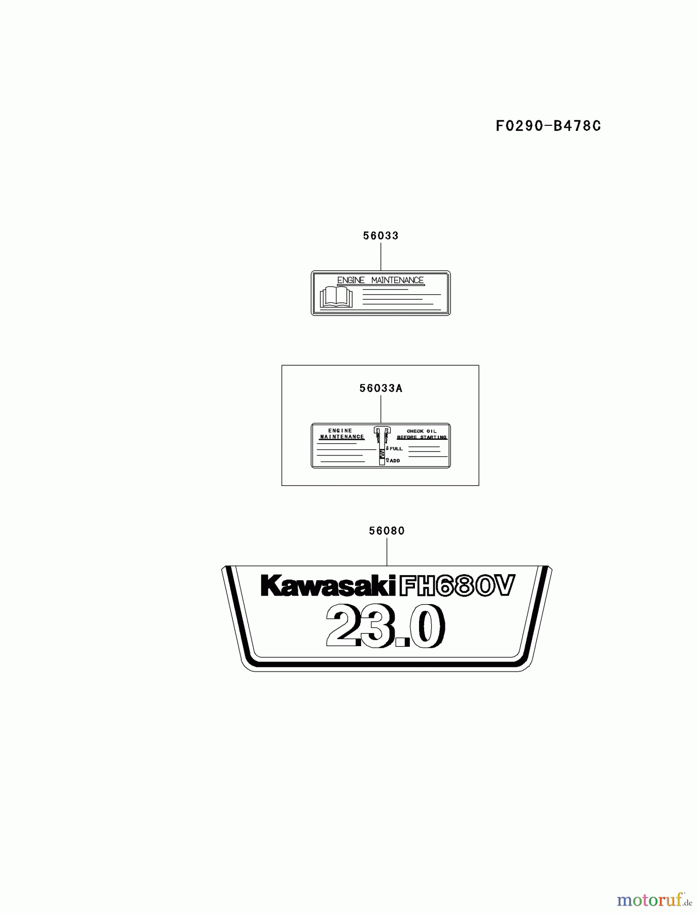 Kawasaki Motoren Motoren Vertikal FH641V - DS25 bis FS481V - BS13 FH680V-ES22 - Kawasaki FH680V 4-Stroke Engine LABEL