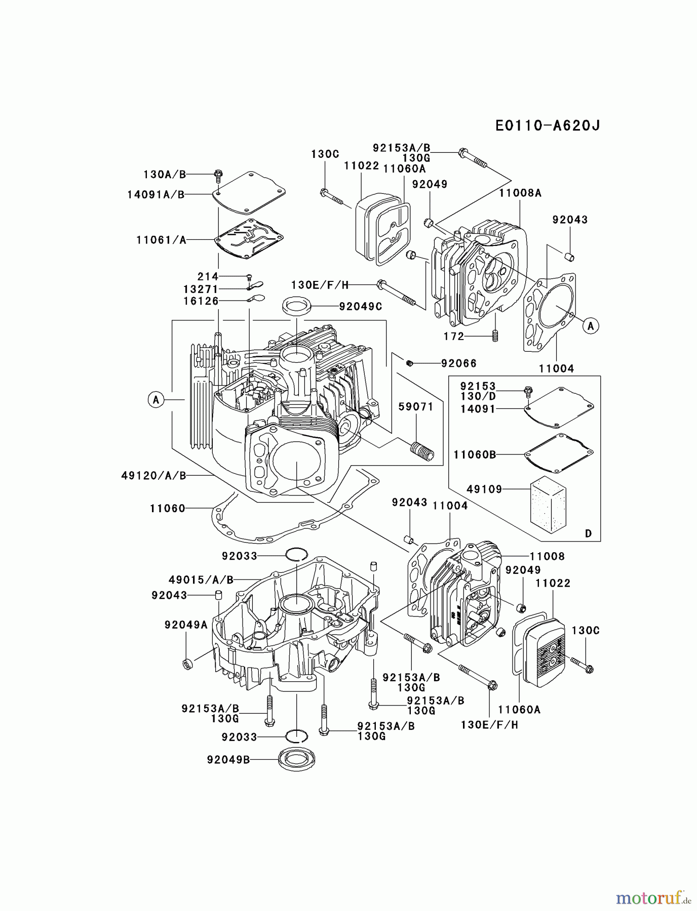  Kawasaki Motoren Motoren Vertikal FH641V - DS25 bis FS481V - BS13 FH680V-ES29 - Kawasaki FH680V 4-Stroke Engine CYLINDER/CRANKCASE #2