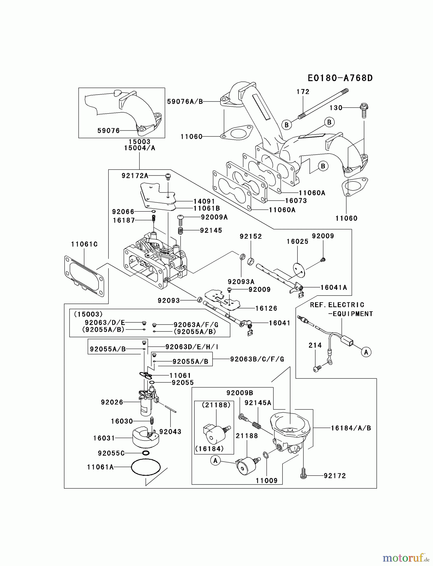 Kawasaki Motoren Motoren Vertikal FH641V - DS25 bis FS481V - BS13 FH721V-CS33 - Kawasaki FH721V 4-Stroke Engine CARBURETOR #1