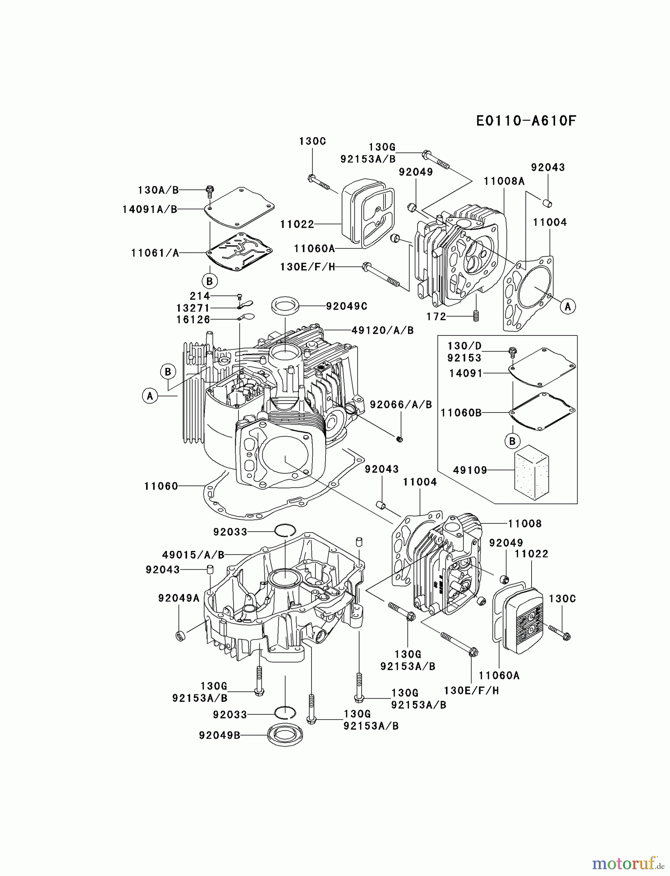 Kawasaki Motoren Motoren Vertikal FH641V - DS25 bis FS481V - BS13 FH721V-DS33 - Kawasaki FH721V 4-Stroke Engine CYLINDER/CRANKCASE #1