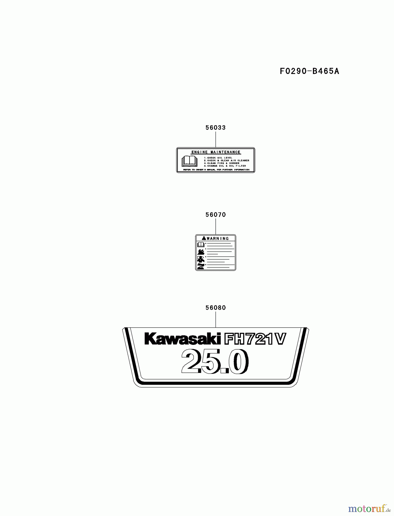 Kawasaki Motoren Motoren Vertikal FH641V - DS25 bis FS481V - BS13 FH721V-CS35 - Kawasaki FH721V 4-Stroke Engine LABEL