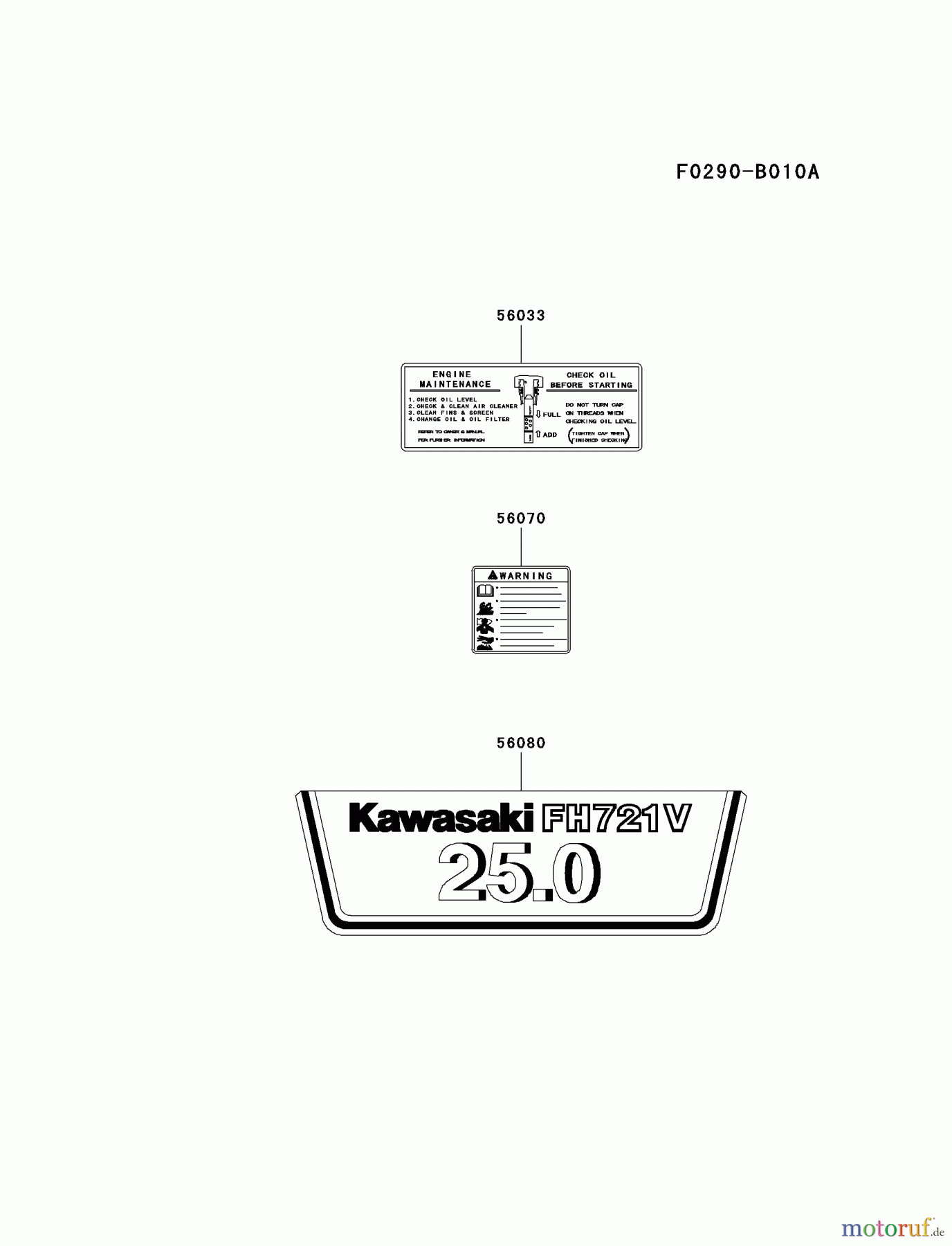  Kawasaki Motoren Motoren Vertikal FH641V - DS25 bis FS481V - BS13 FH721V-AS28 - Kawasaki FH721V 4-Stroke Engine LABEL