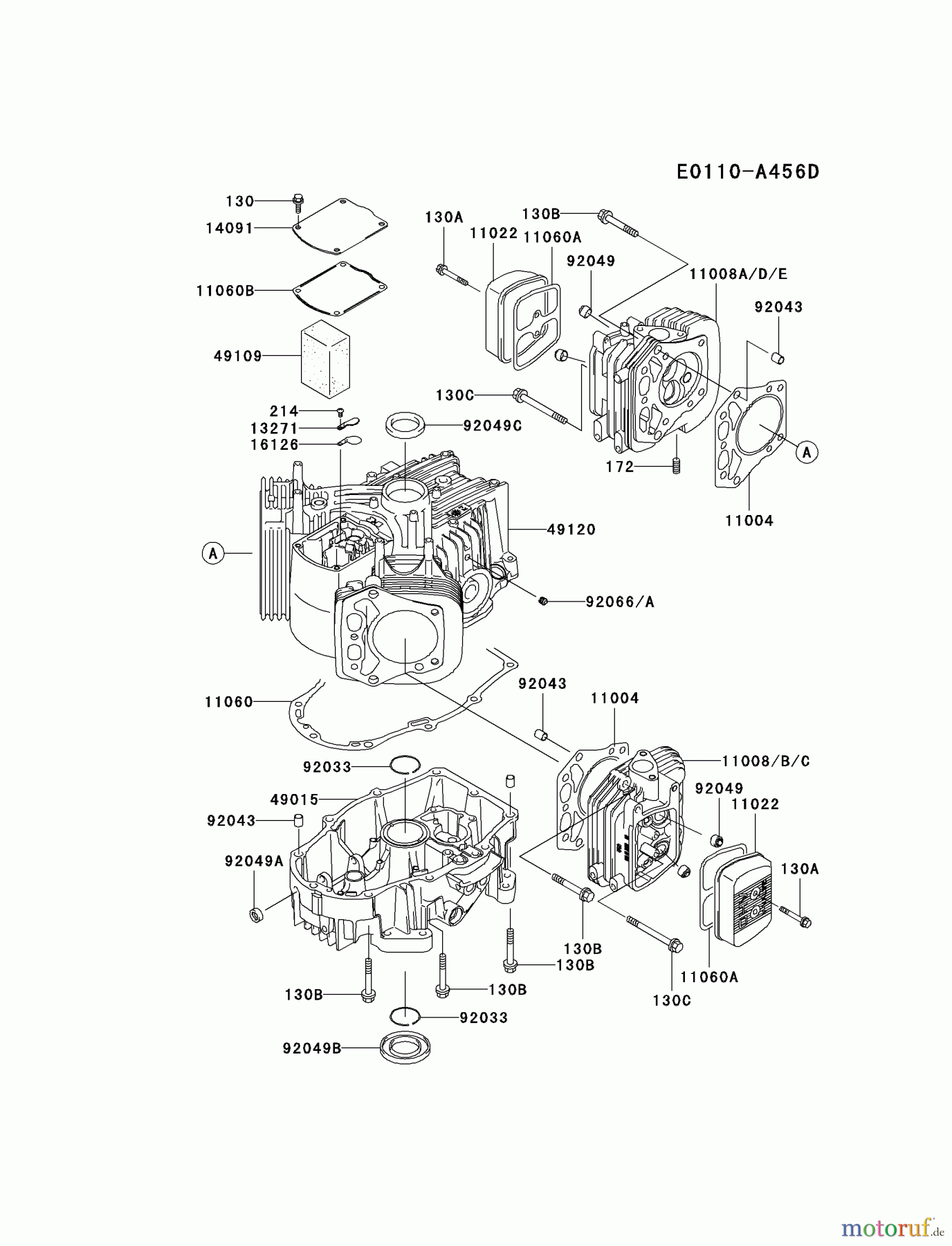  Kawasaki Motoren Motoren Vertikal FH641V - DS25 bis FS481V - BS13 FH721V-AS31 - Kawasaki FH721V 4-Stroke Engine CYLINDER/CRANKCASE