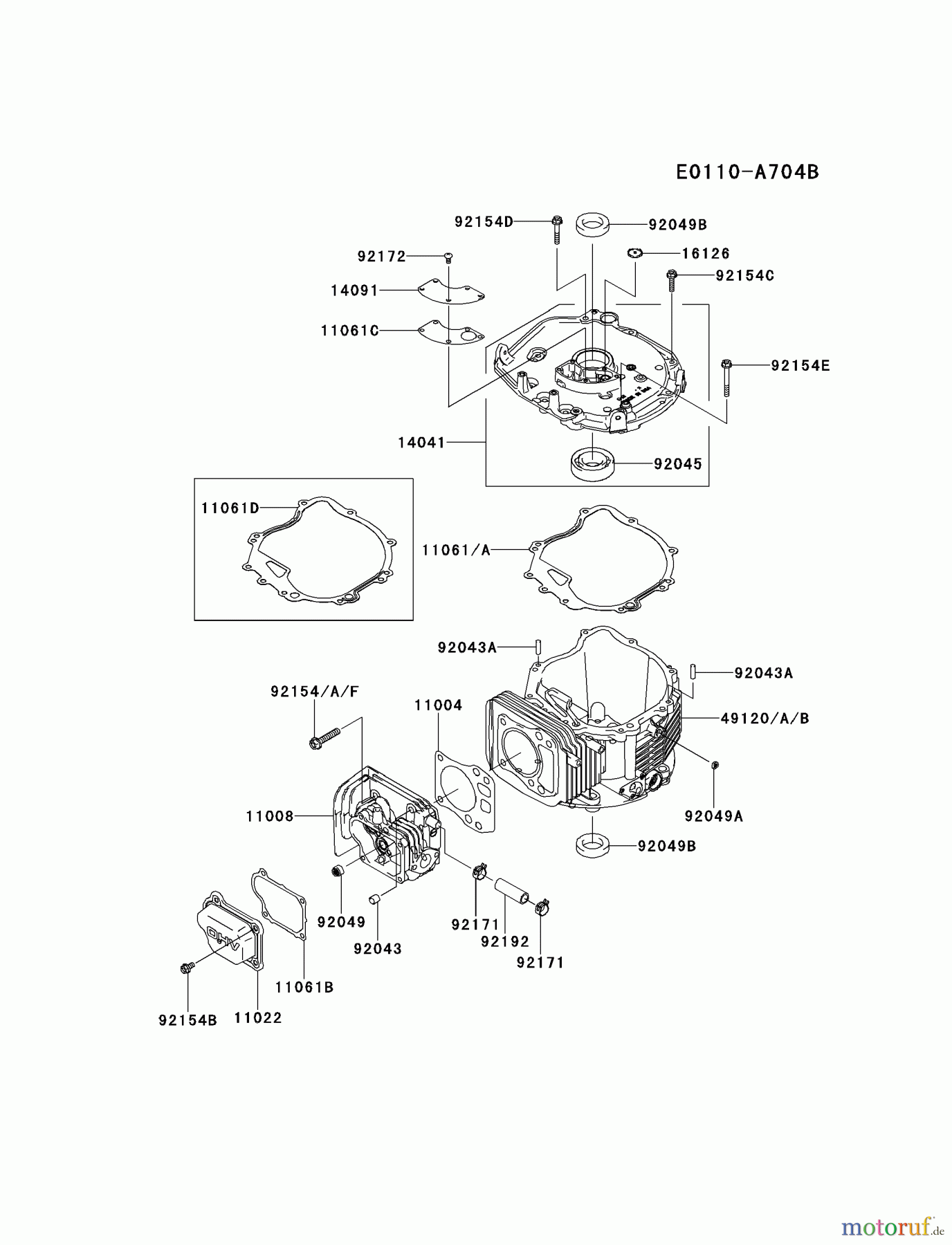 Kawasaki Motoren Motoren Vertikal FH641V - DS25 bis FS481V - BS13 FJ180V-AM13 - Kawasaki FJ180V 4-Stroke Engine CYLINDER/CRANKCASE