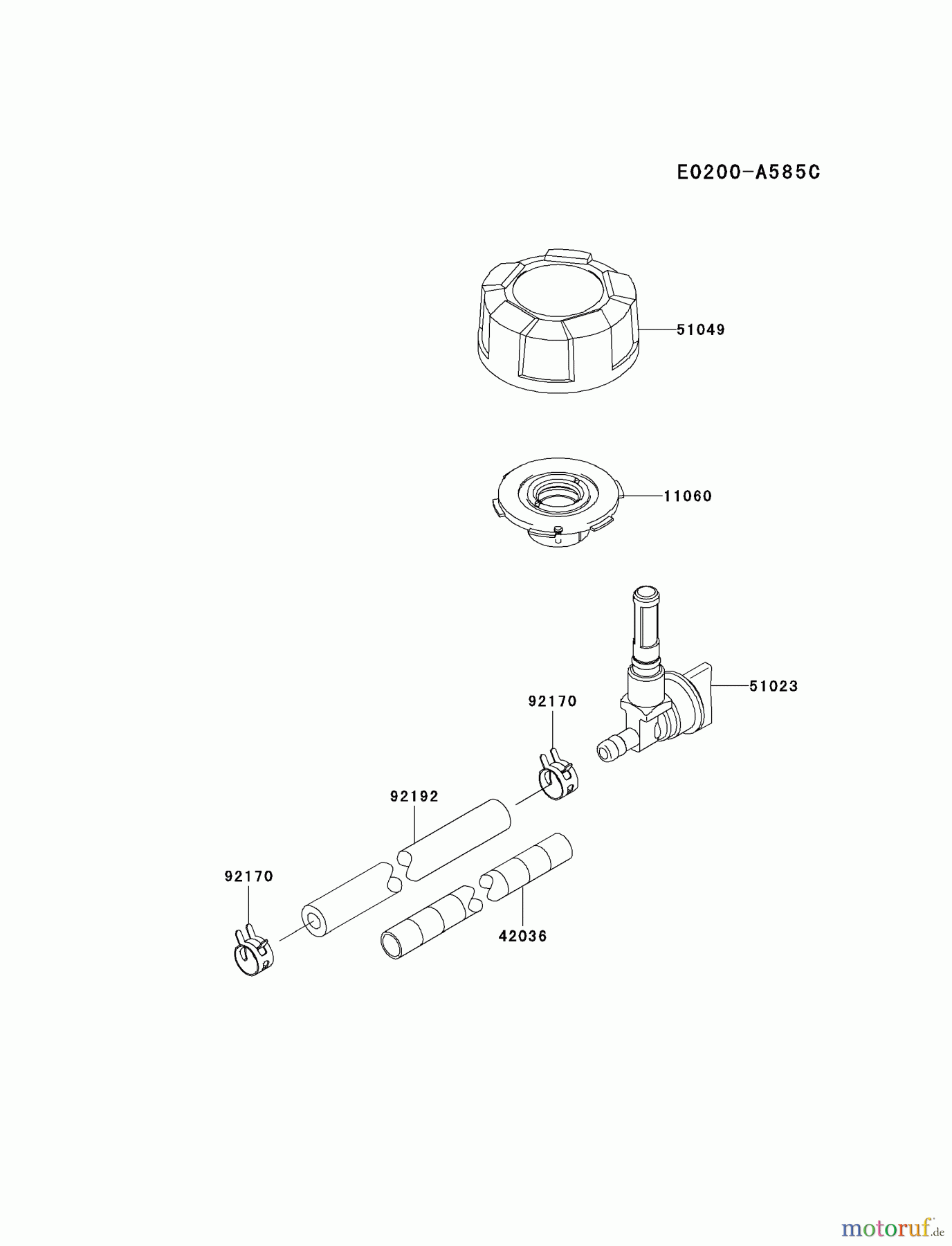 Kawasaki Motoren Motoren Vertikal FH641V - DS25 bis FS481V - BS13 FJ180V-DS08 - Kawasaki FJ180V 4-Stroke Engine FUEL-TANK/FUEL-VALVE