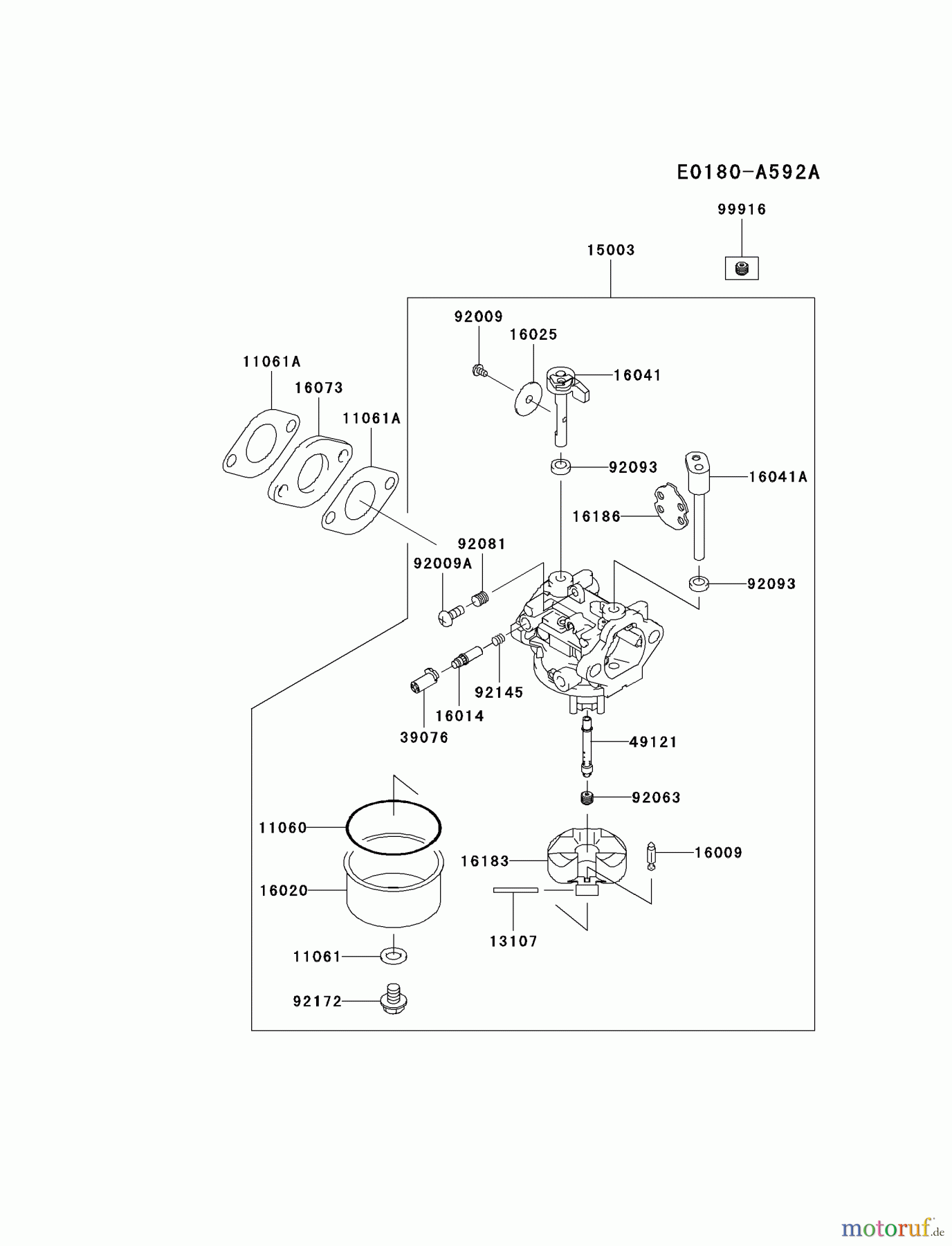 Kawasaki Motoren Motoren Vertikal FH641V - DS25 bis FS481V - BS13 FJ180V-DS08 - Kawasaki FJ180V 4-Stroke Engine CARBURETOR