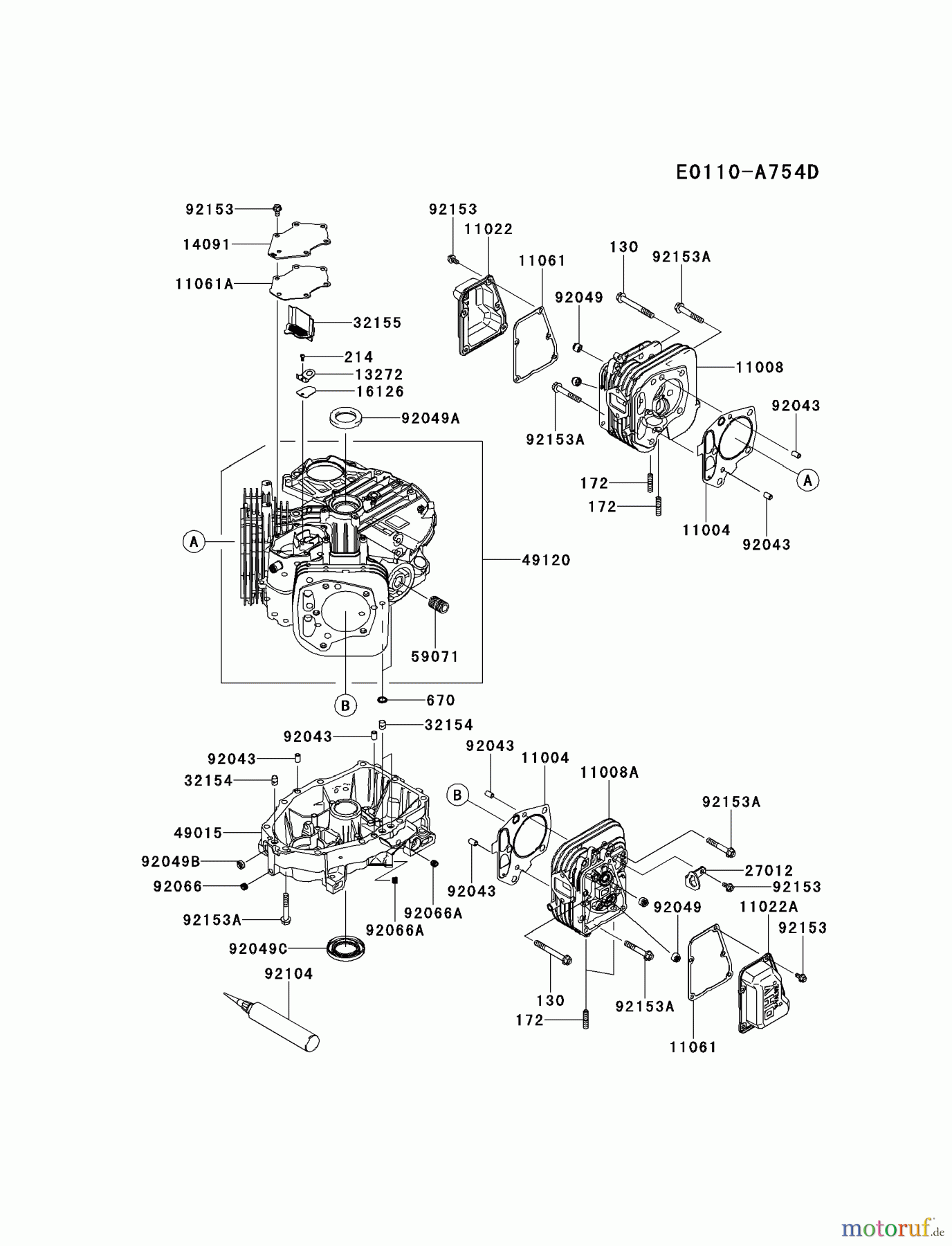 Kawasaki Motoren Motoren Vertikal FH641V - DS25 bis FS481V - BS13 FR600V-AS12 - Kawasaki FR600V 4-Stroke Engine CYLINDER/CRANKCASE
