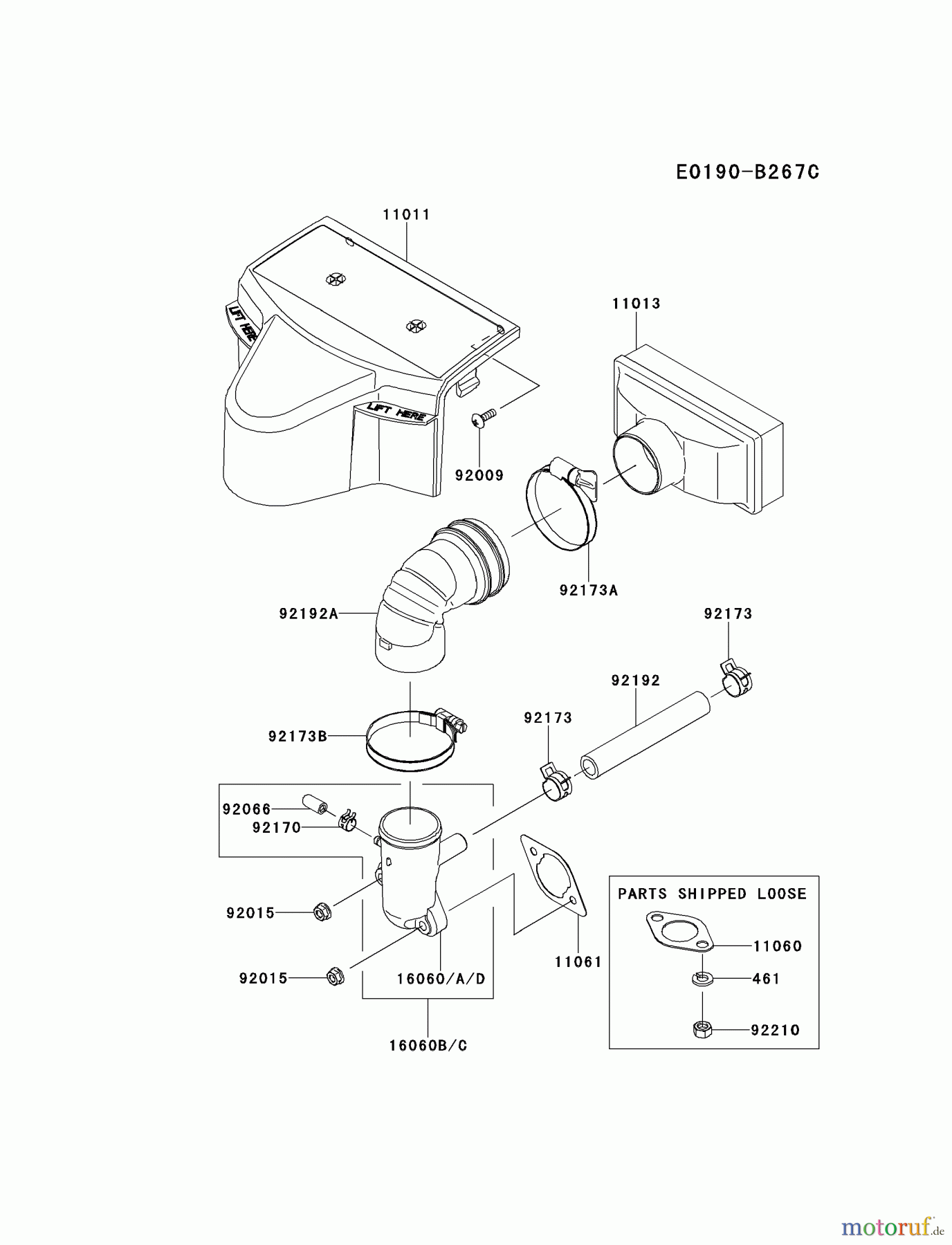 Kawasaki Motoren Motoren Vertikal FH641V - DS25 bis FS481V - BS13 FR600V-BS00 - Kawasaki FR600V 4-Stroke Engine AIR-FILTER/MUFFLER