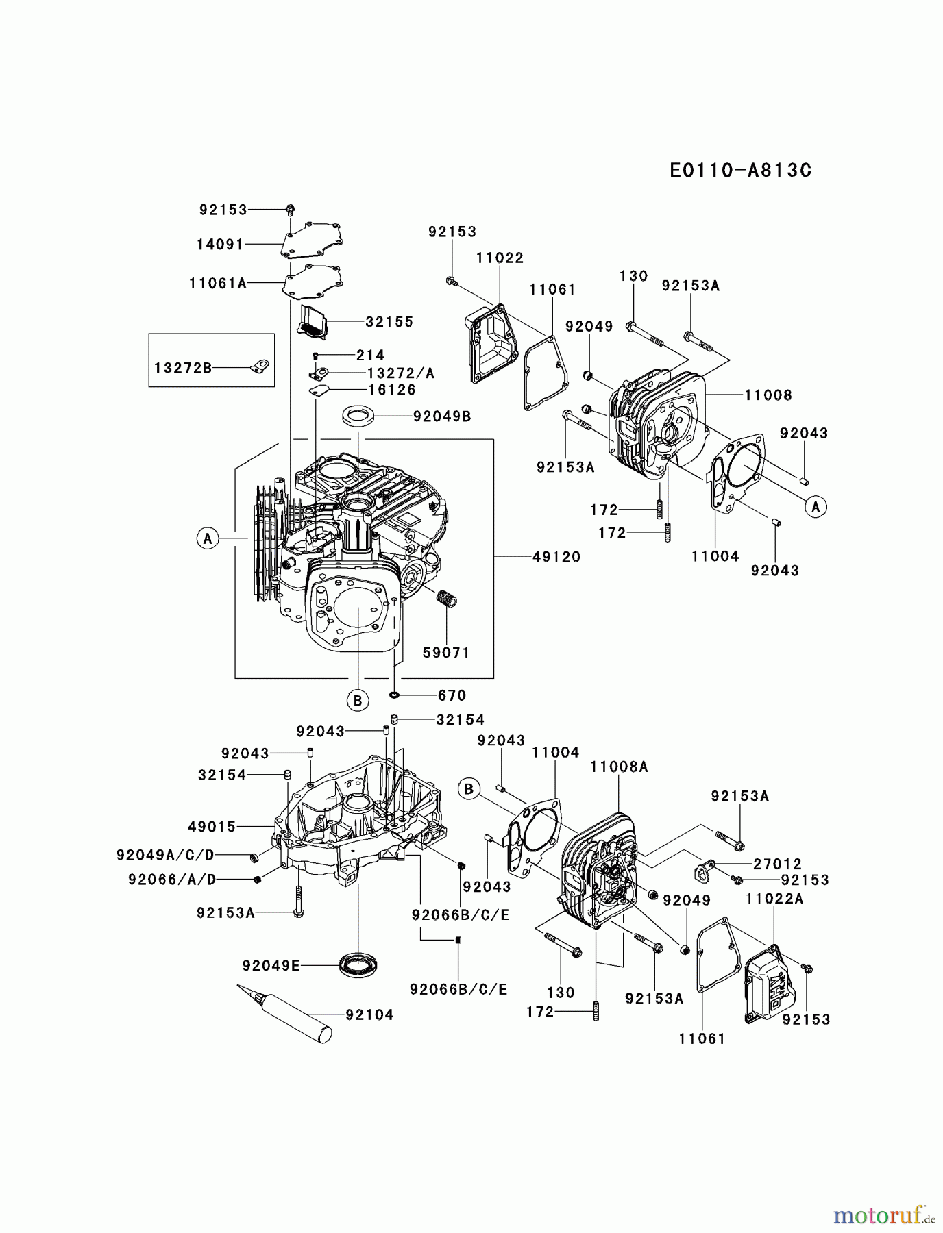  Kawasaki Motoren Motoren Vertikal FH641V - DS25 bis FS481V - BS13 FR600V-AS04 - Kawasaki FR600V 4-Stroke Engine CYLINDER/CRANKCASE