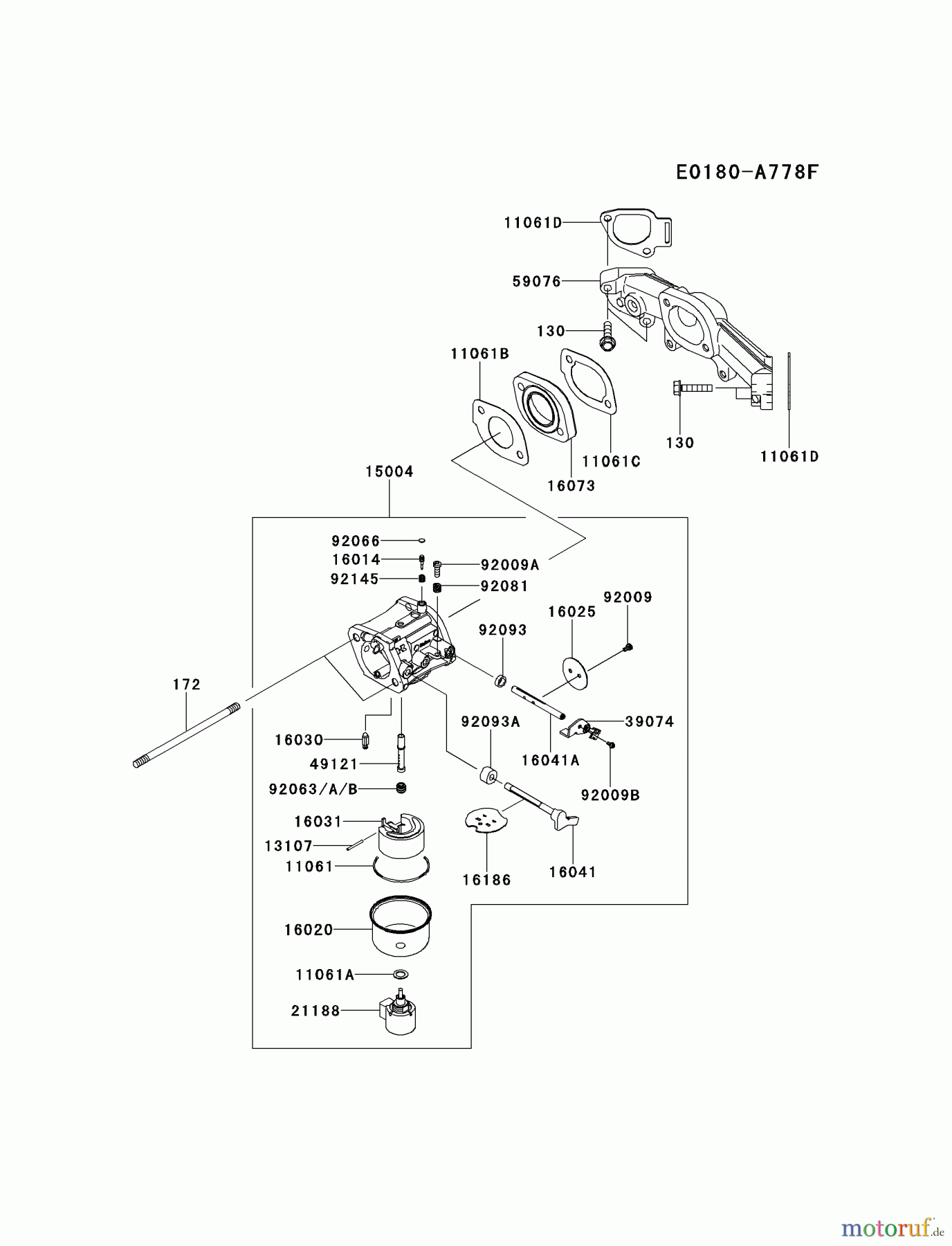 Kawasaki Motoren Motoren Vertikal FH641V - DS25 bis FS481V - BS13 FR691V-AS10 - Kawasaki FR691V 4-Stroke Engine CARBURETOR
