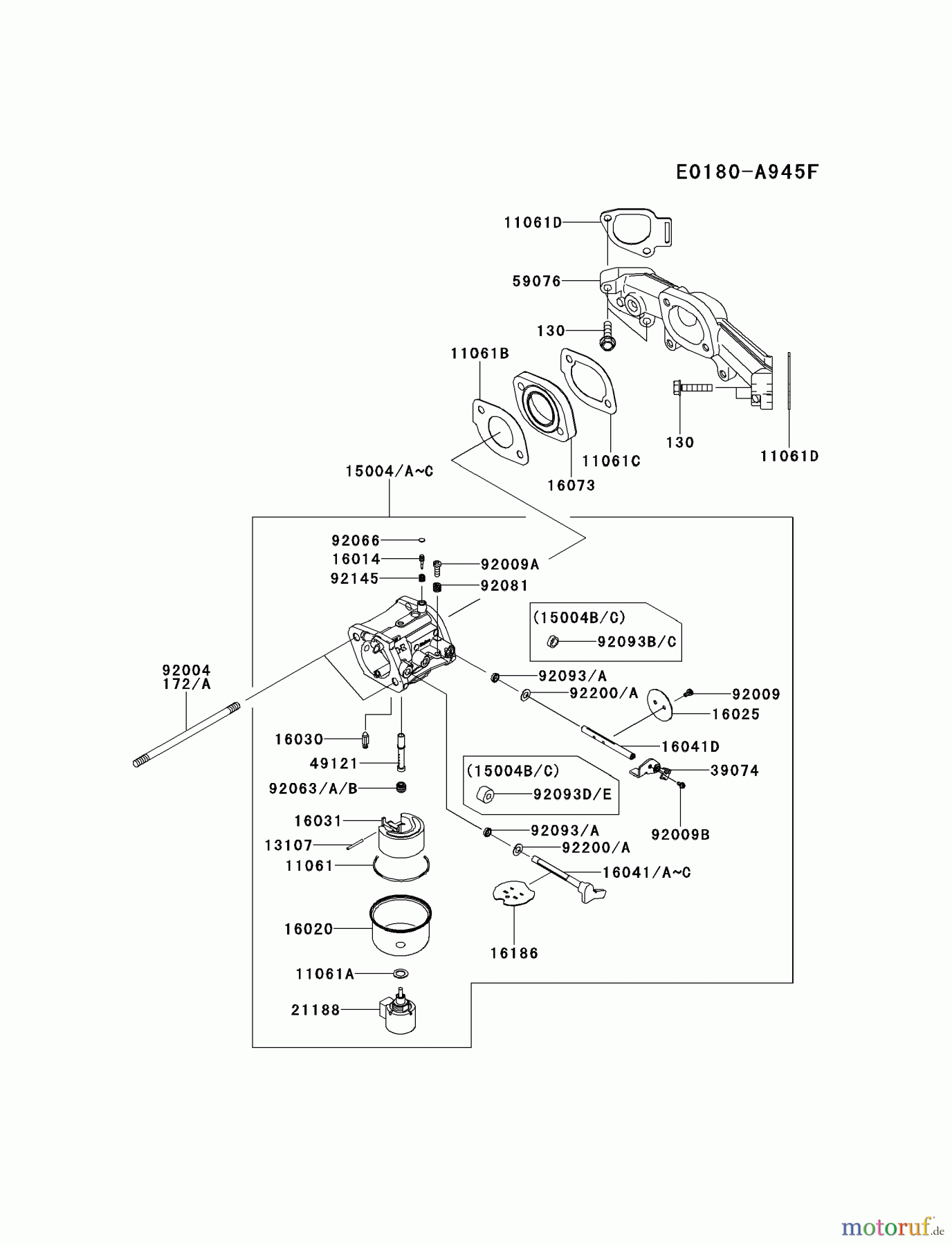 Kawasaki Motoren Motoren Vertikal FH641V - DS25 bis FS481V - BS13 FR691V-AS07 - Kawasaki FR691V 4-Stroke Engine CARBURETOR #1