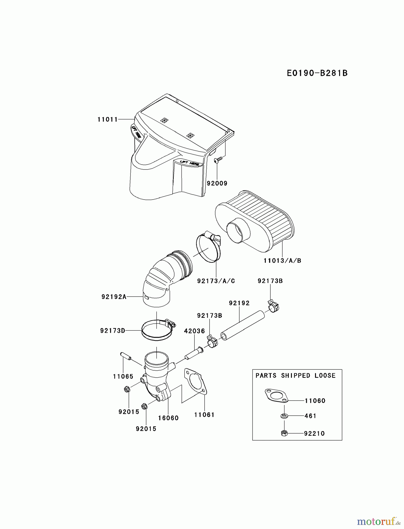 Kawasaki Motoren Motoren Vertikal FH641V - DS25 bis FS481V - BS13 FR730V-AS13 - Kawasaki FR730V 4-Stroke Engine AIR-FILTER/MUFFLER