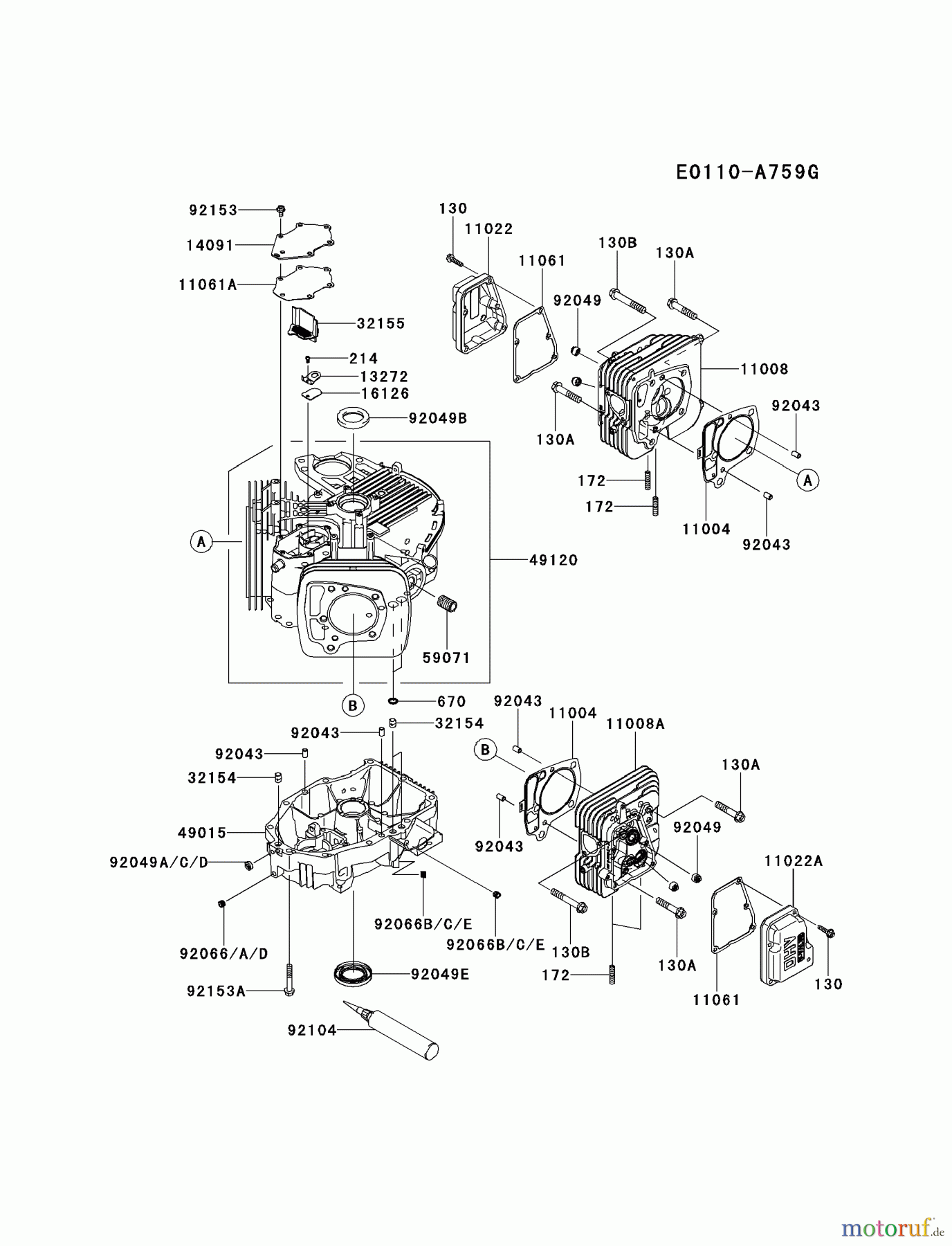  Kawasaki Motoren Motoren Vertikal FH641V - DS25 bis FS481V - BS13 FR691V-AS19 - Kawasaki FR691V 4-Stroke Engine CYLINDER/CRANKCASE