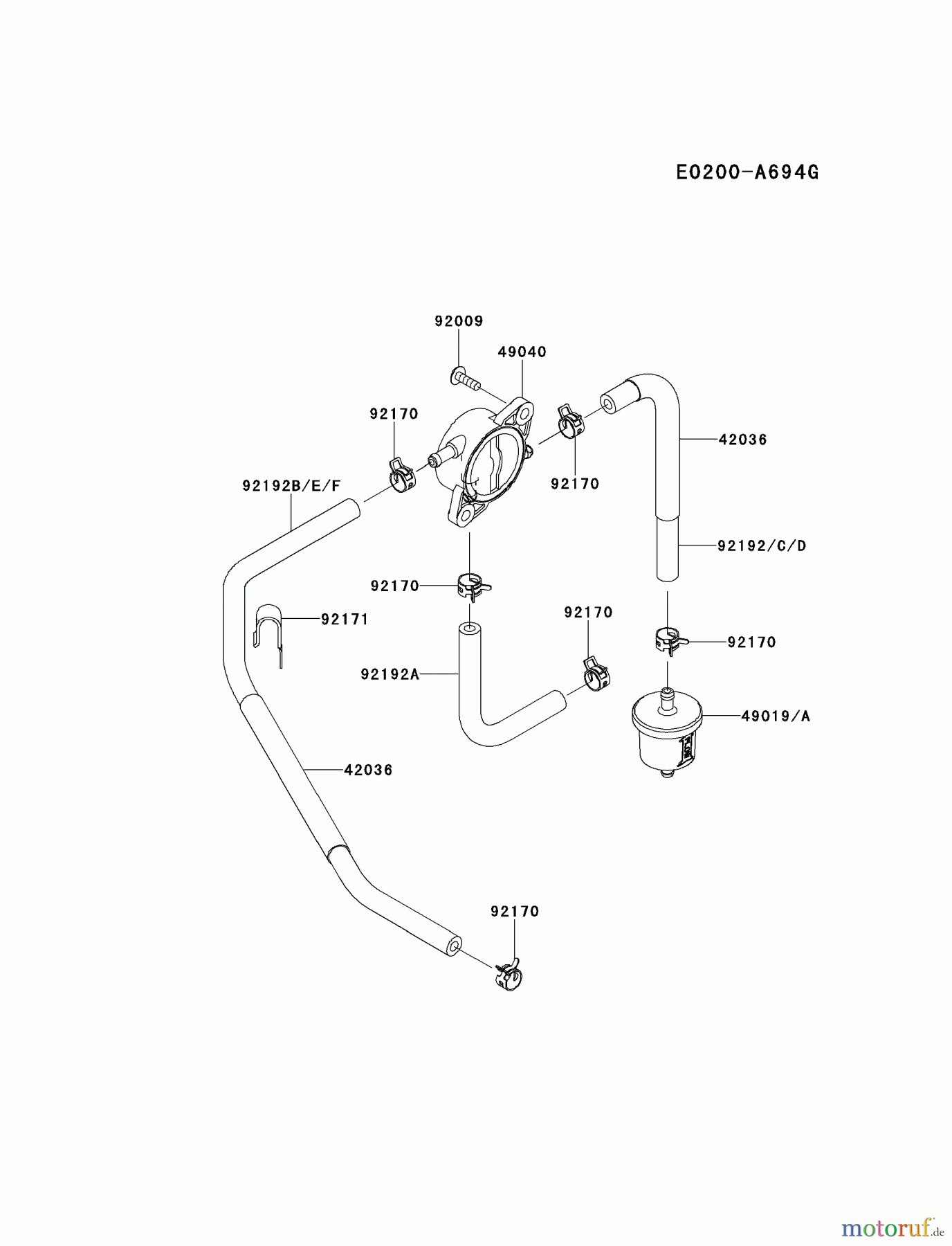 Kawasaki Motoren Motoren Vertikal FH641V - DS25 bis FS481V - BS13 FR730V-AS07 - Kawasaki FR730V 4-Stroke Engine FUEL-TANK/FUEL-VALVE