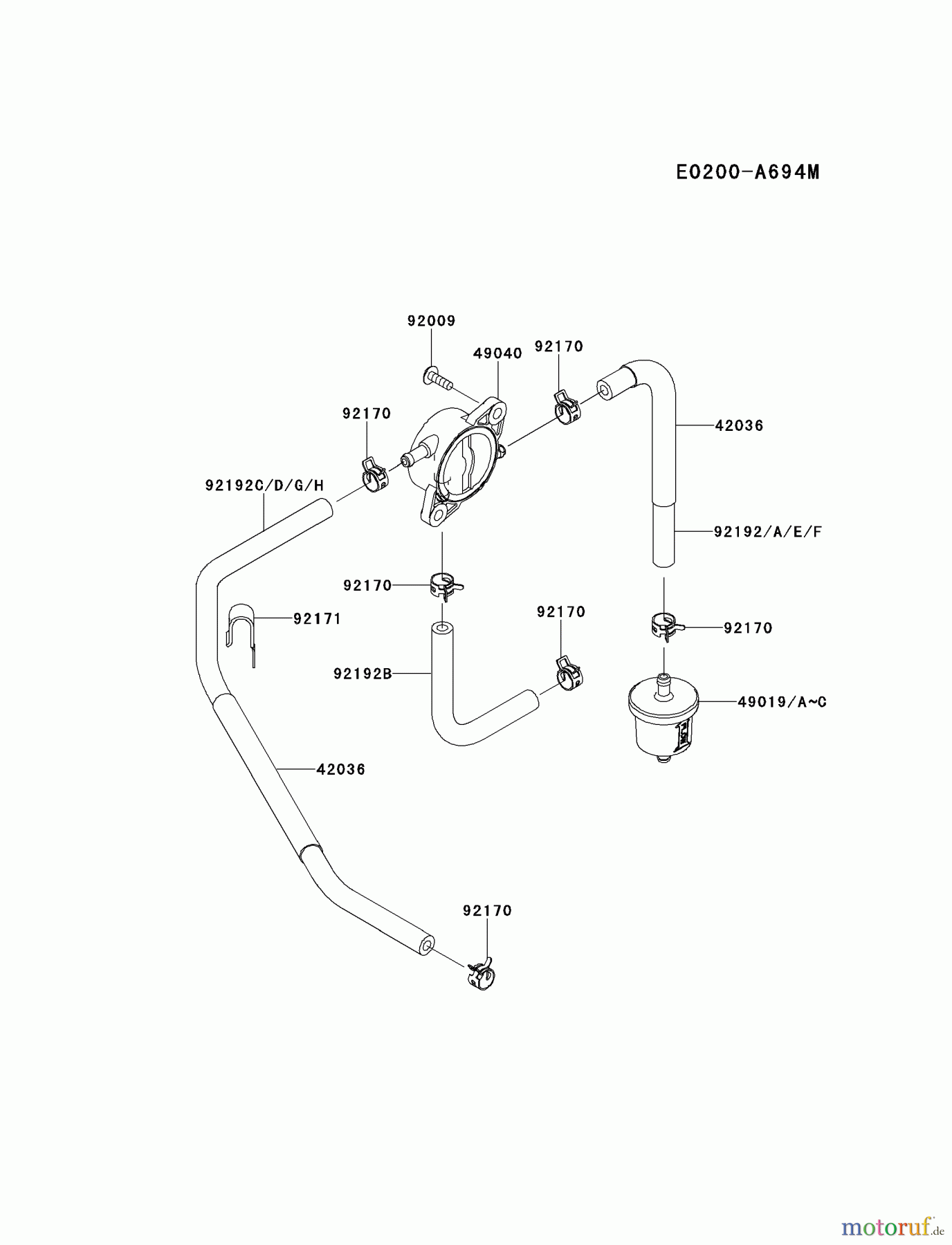 Kawasaki Motoren Motoren Vertikal FH641V - DS25 bis FS481V - BS13 FR651V-AS00 - Kawasaki FR651V 4-Stroke Engine FUEL-TANK/FUEL-VALVE