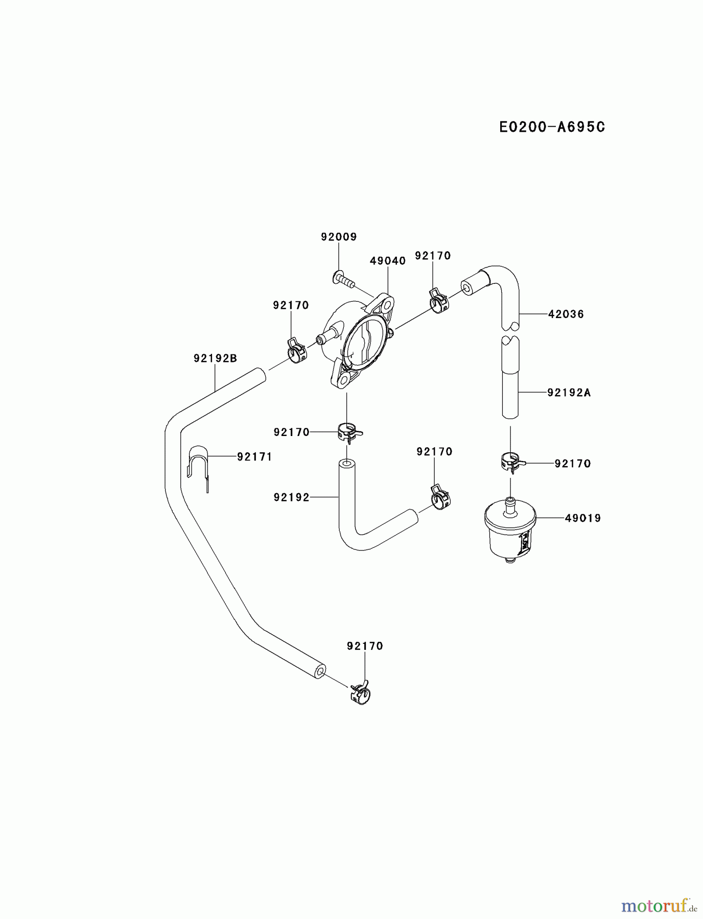 Kawasaki Motoren Motoren Vertikal FH641V - DS25 bis FS481V - BS13 FS481V-AS09 - Kawasaki FS481V 4-Stroke Engine FUEL-TANK/FUEL-VALVE