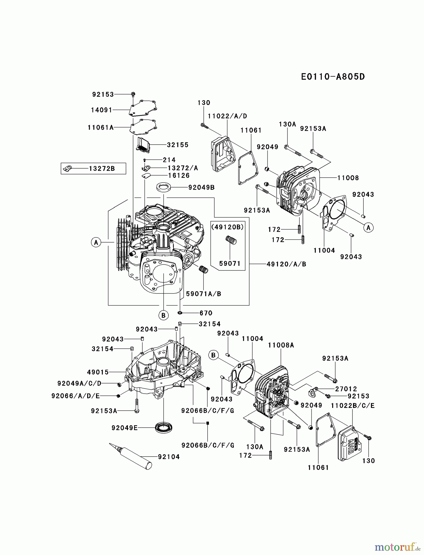  Kawasaki Motoren Motoren Vertikal FH641V - DS25 bis FS481V - BS13 FS481V-AS22 - Kawasaki FS481V 4-Stroke Engine CYLINDER/CRANKCASE #1