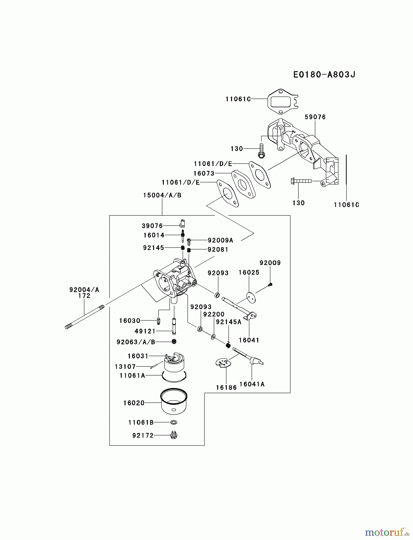  Kawasaki Motoren Motoren Vertikal FH641V - DS25 bis FS481V - BS13 FS481V-BS01 - Kawasaki FS481V 4-Stroke Engine CARBURETOR